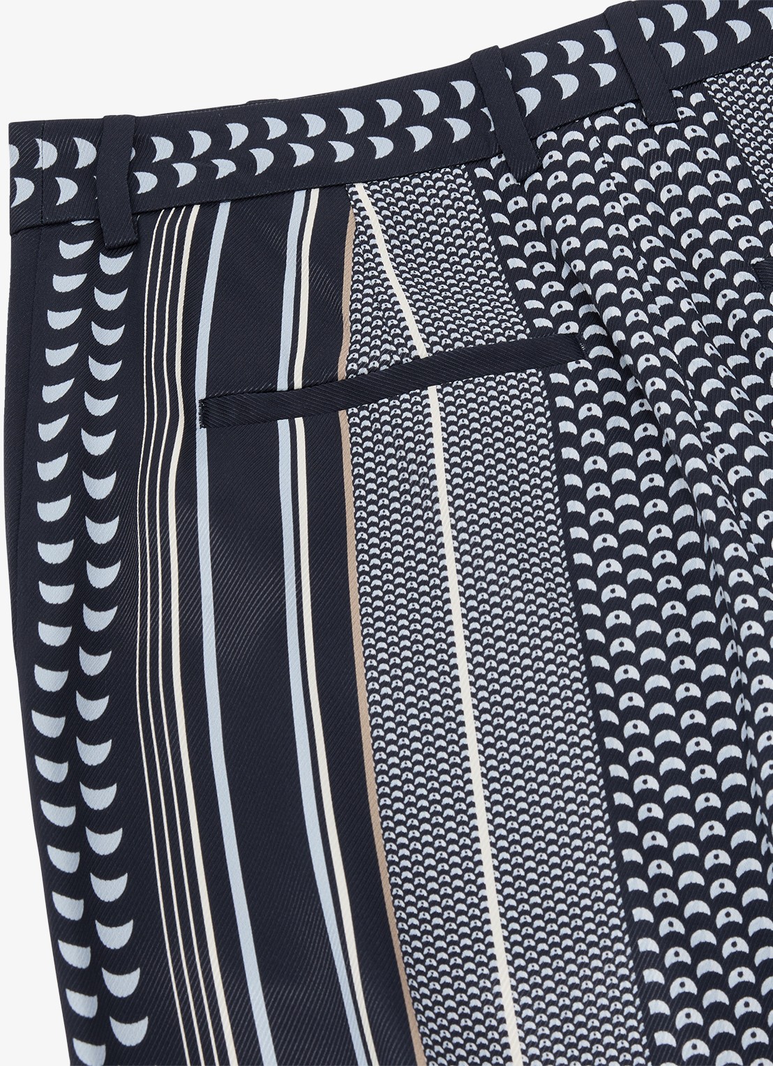 Reiss Petite Anna high waist wide fit pantalon met print - detail 7 donkerblauw