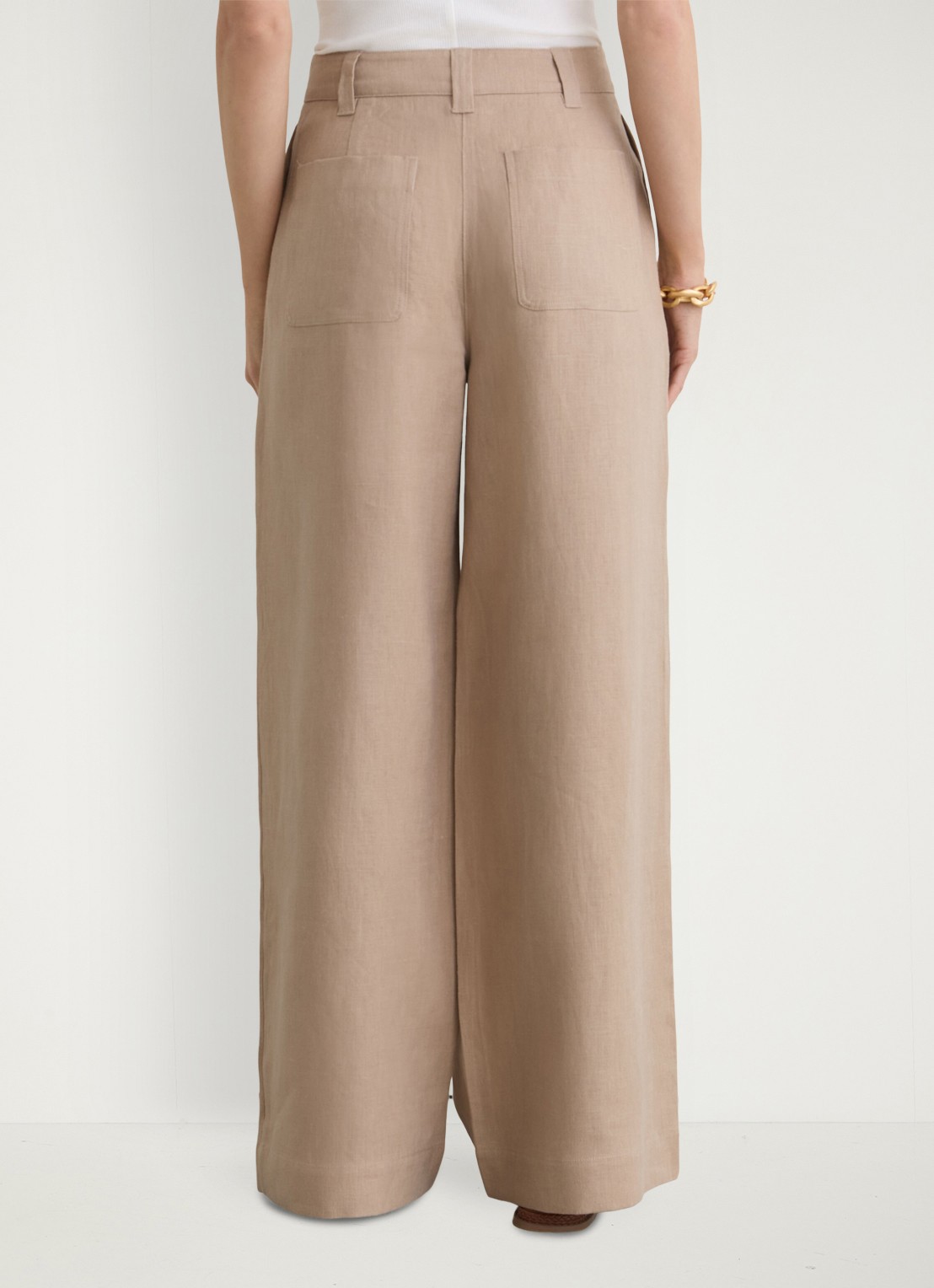 Reiss Petite Ashby high waist loose fit pantalon met steekzakken - achterkant 5 naturel
