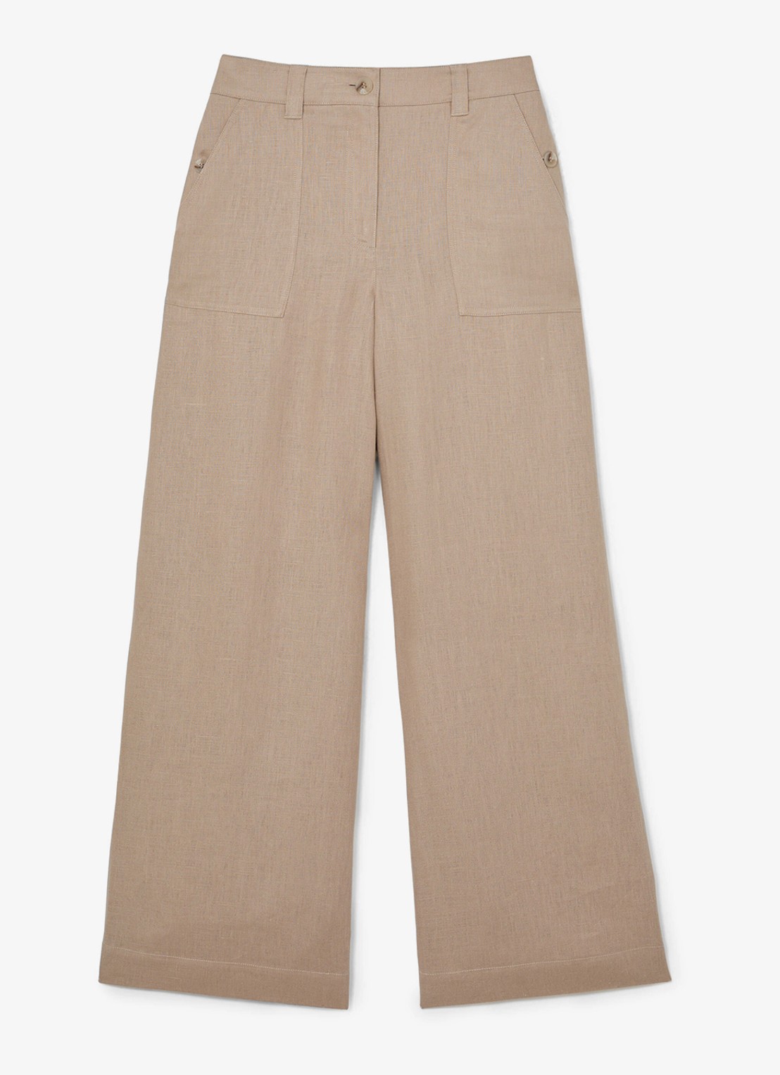 Reiss Petite Ashby high waist loose fit pantalon met steekzakken - voorkant 6 naturel