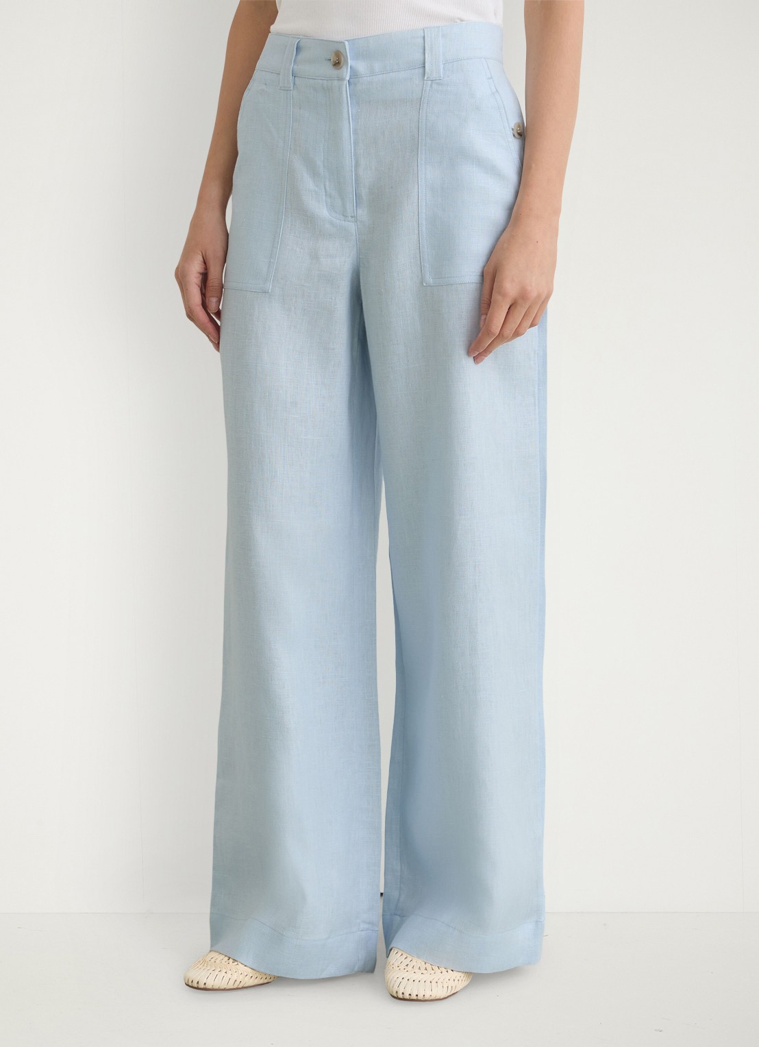 Reiss Petite Ashby high waist loose fit pantalon met steekzakken - detail 2 blauw