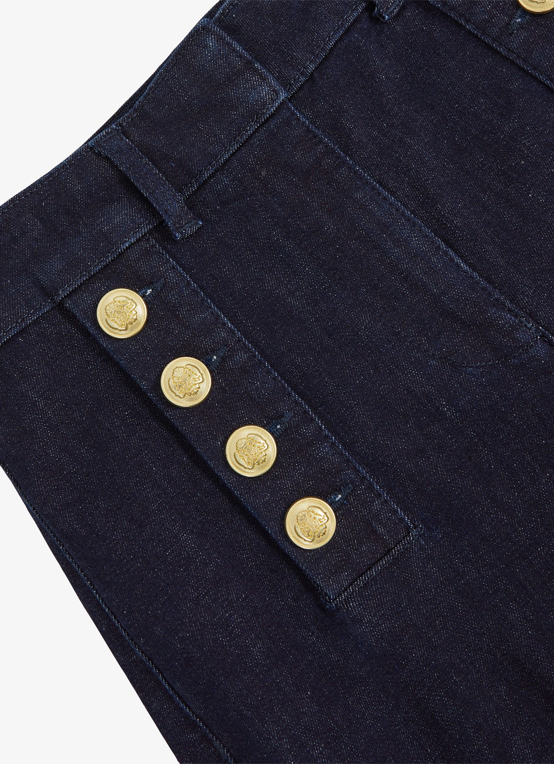 Reiss Petite Athena high wasit flared jeans met sierknopen - detail 6 indigo