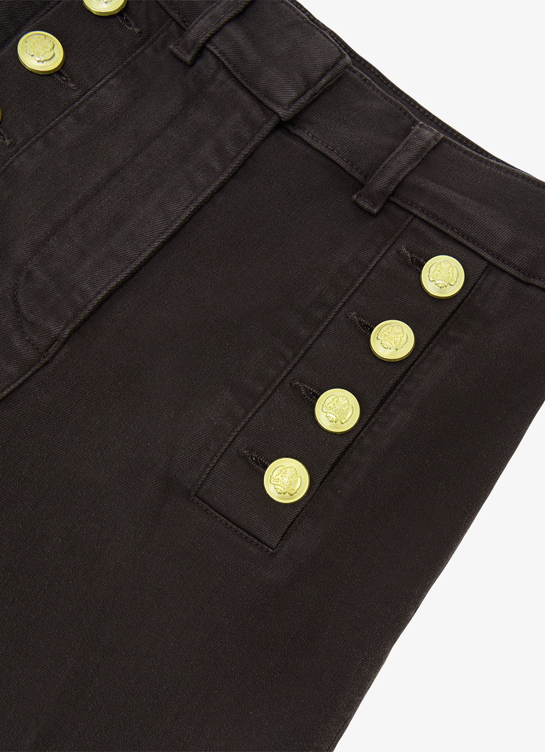 Reiss Petite Athena mid waist flared jeans met sierknopen  - detail 3 donkerbruin
