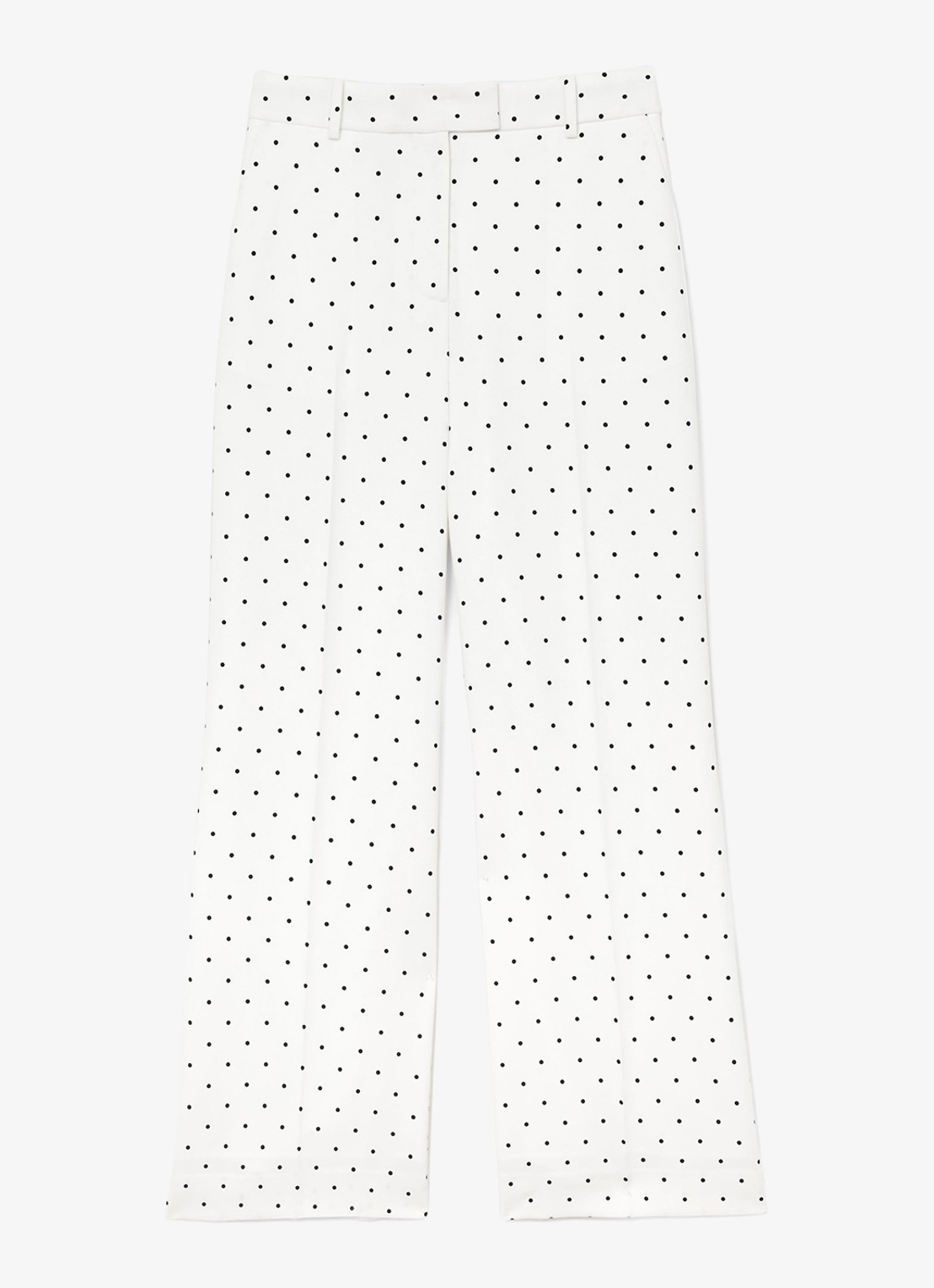 Reiss Petite Beatrix high waist wide fit pantalon met stippenprint - voorkant donkerblauw