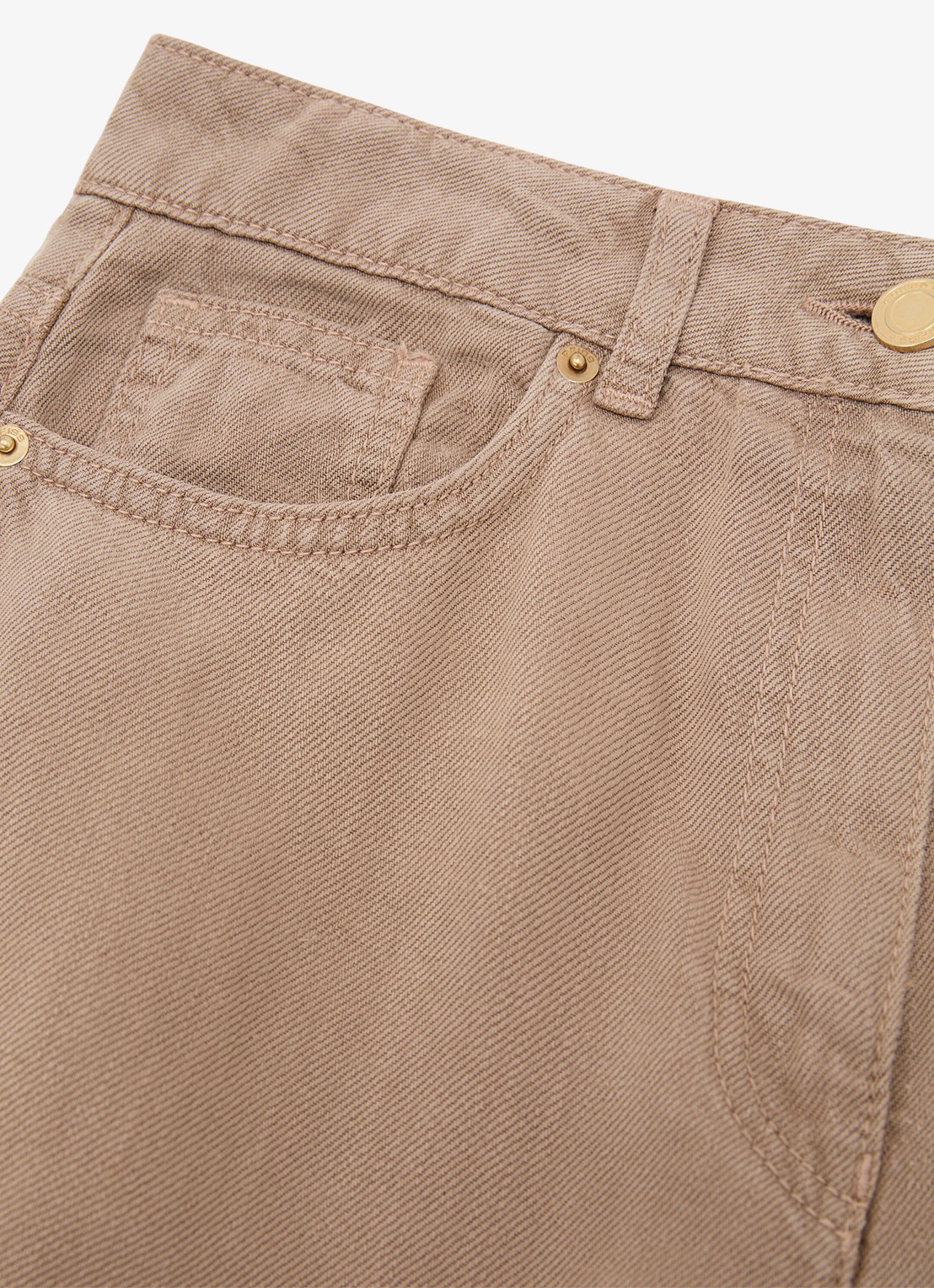 Reiss Petite Carmen high waist wide fit pantalon in linnenblend - detail 7 beige