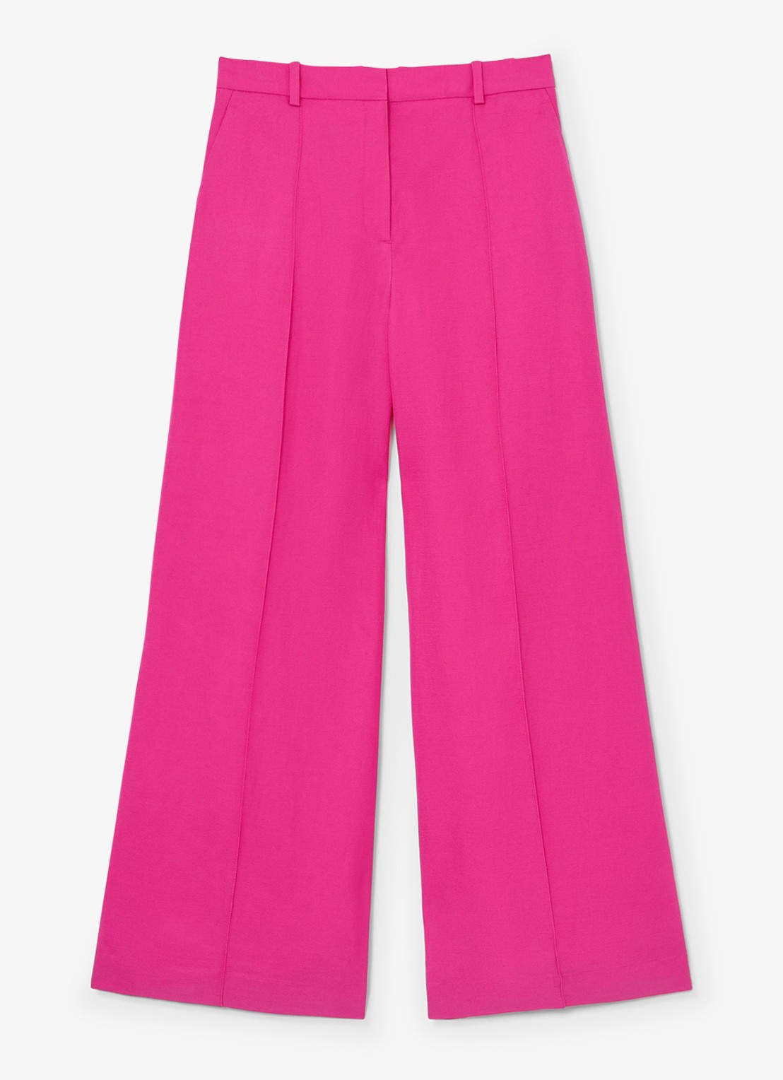 Reiss Petite Charli high waist wide fit pantalon in linnenblend - voorkant oudroze