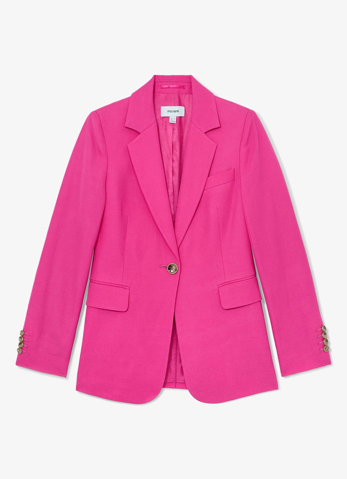 Reiss Petite Charli regular fit blazer in linnenblend - voorkant oudroze