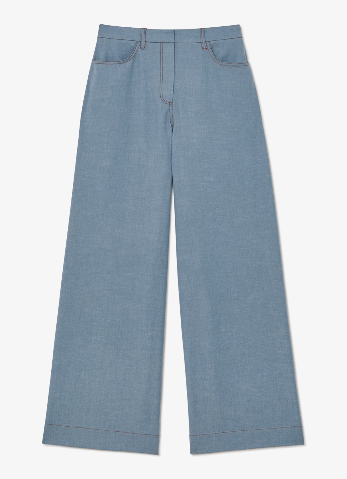 Reiss Petite Charlotte high waist wide fit pantalon met steekzakken - voorkant 2 blauwgrijs