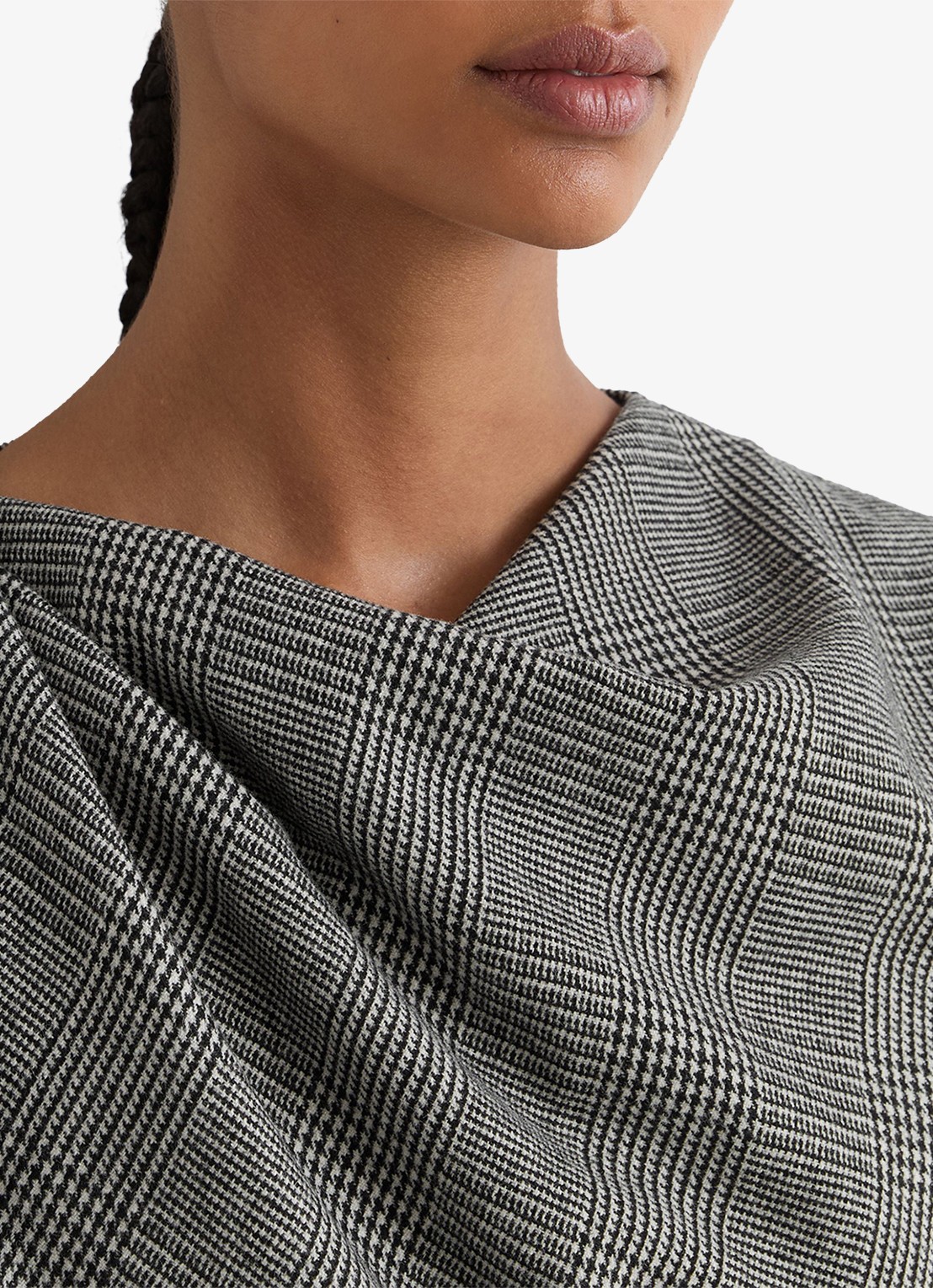 Reiss Petite Clara midi jurk in wolblend met asymmetrisch zoom - detail 5 grijs