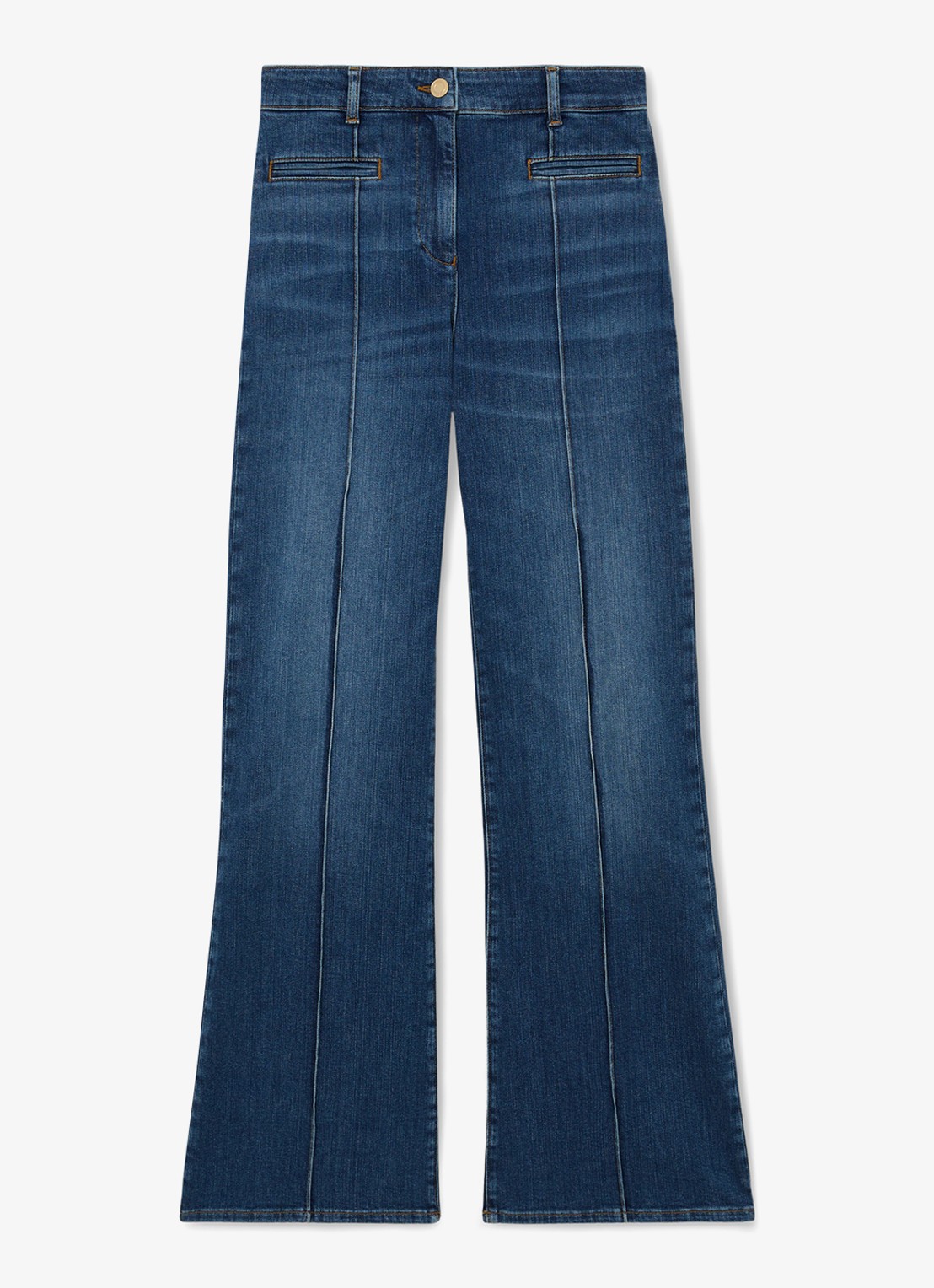 Reiss PETITE CLAUDE Pintuck-Detail Flared Jeans - voorkant 4 donkerblauw