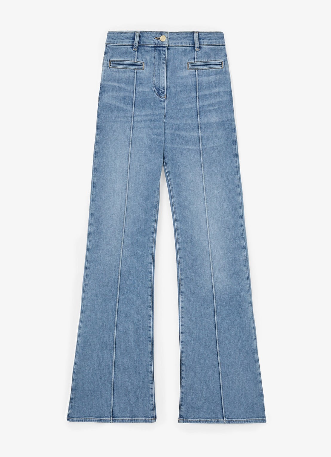 Reiss PETITE CLAUDE Pintuck-Detail Flared Jeans - voorkant lichtblauw