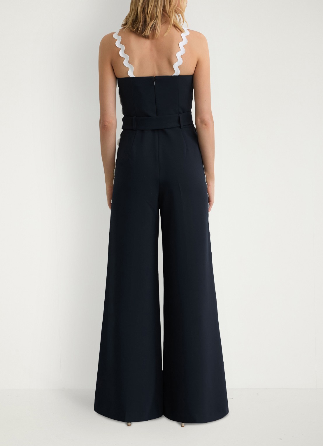 Reiss Petite Dash wide leg jumpsuit met ceintuur - achterkant 8 donkerblauw