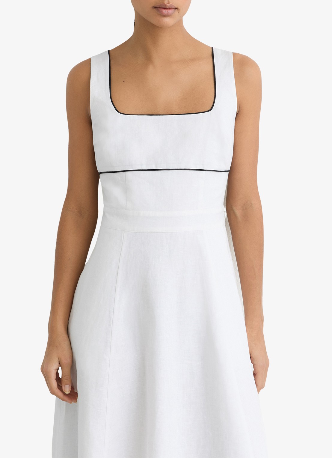 Reiss Petite Dorethea midi jurk van linnen - detail 4 wit