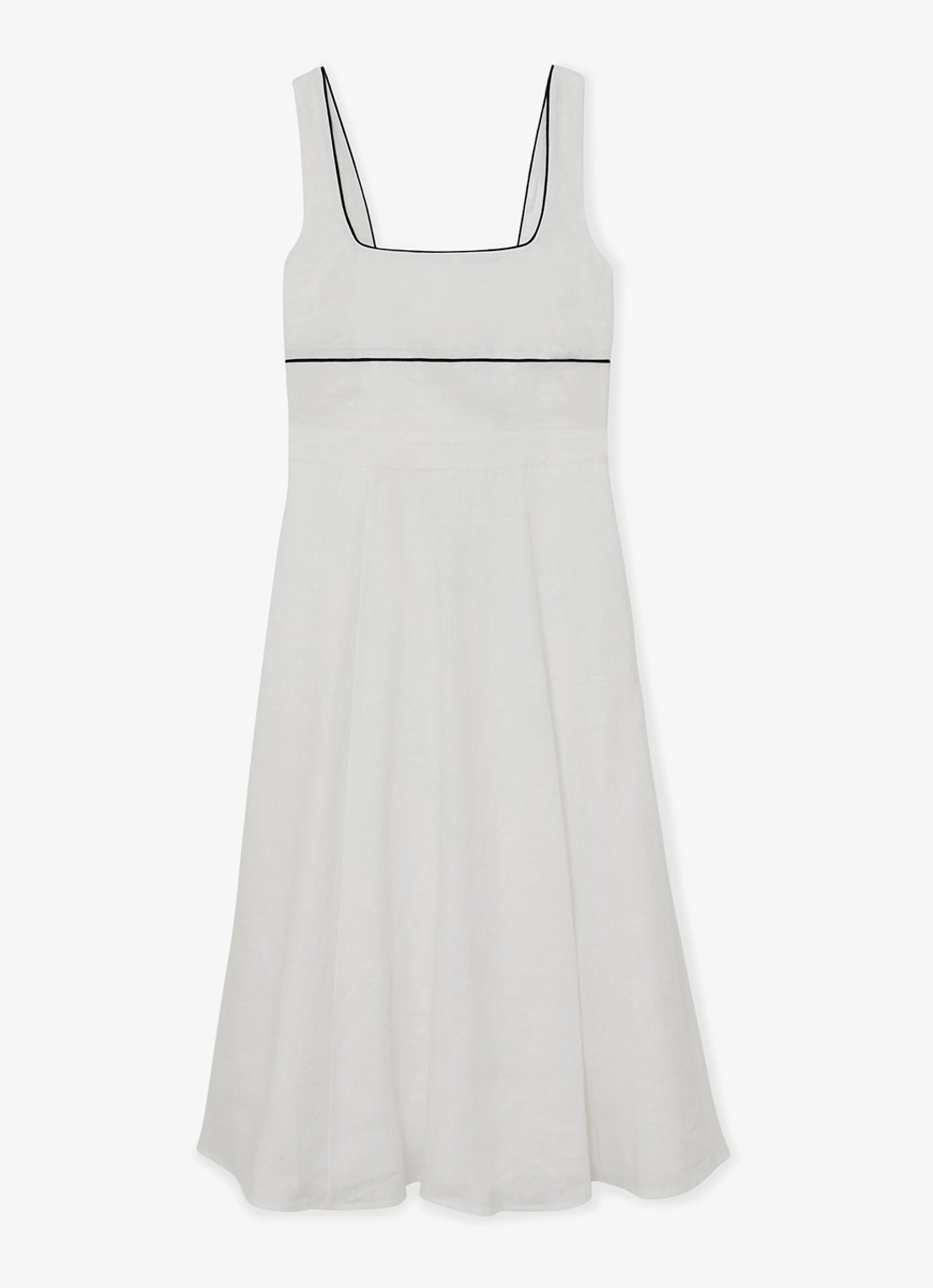 Reiss Petite Dorethea midi jurk van linnen - voorkant wit