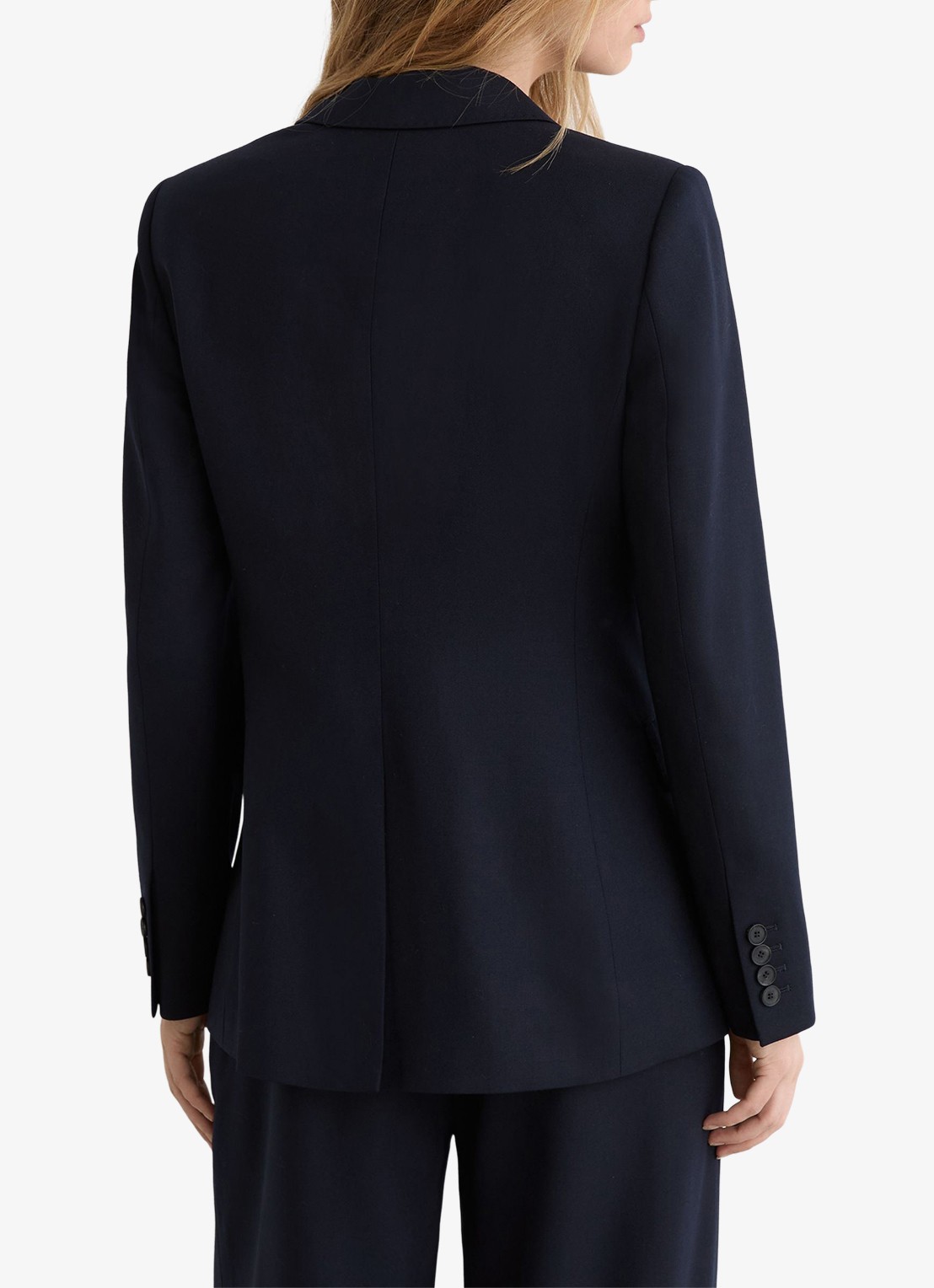 Reiss Petite double-breasted Blazer in wolblend - achterkant 3 donkerblauw