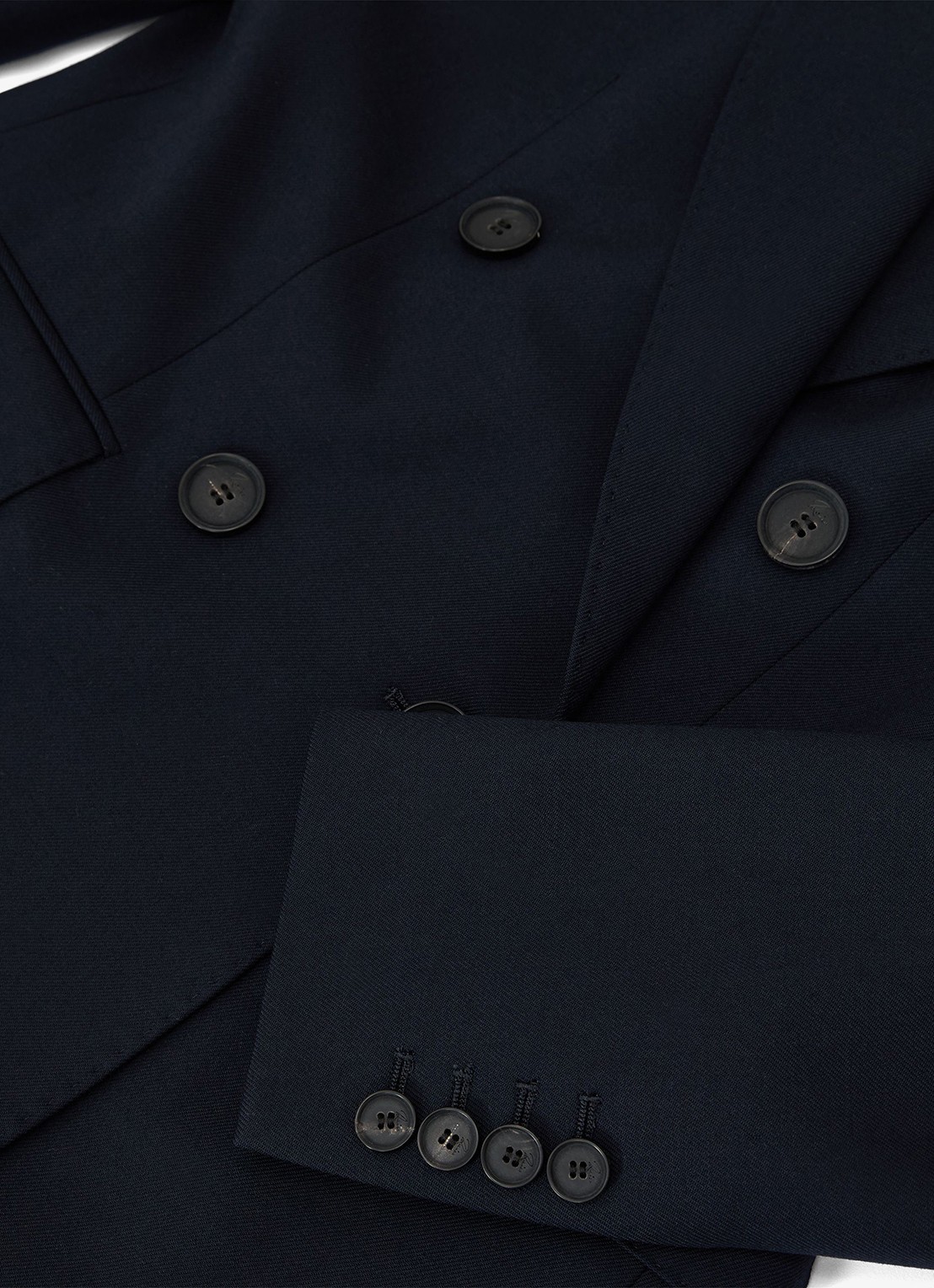 Reiss Petite double-breasted Blazer in wolblend - detail 7 donkerblauw