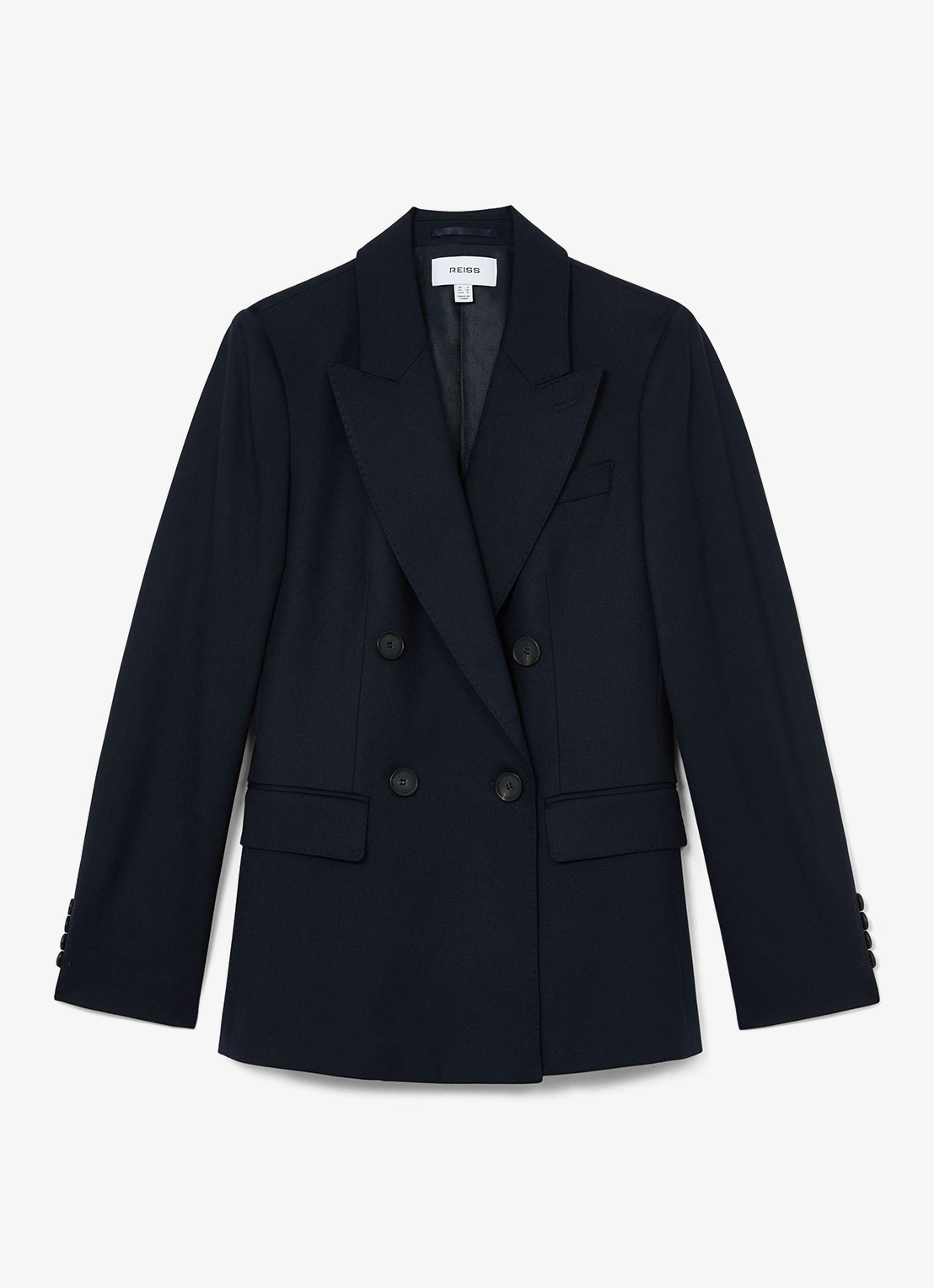 Reiss Petite double-breasted Blazer in wolblend - voorkant donkerblauw