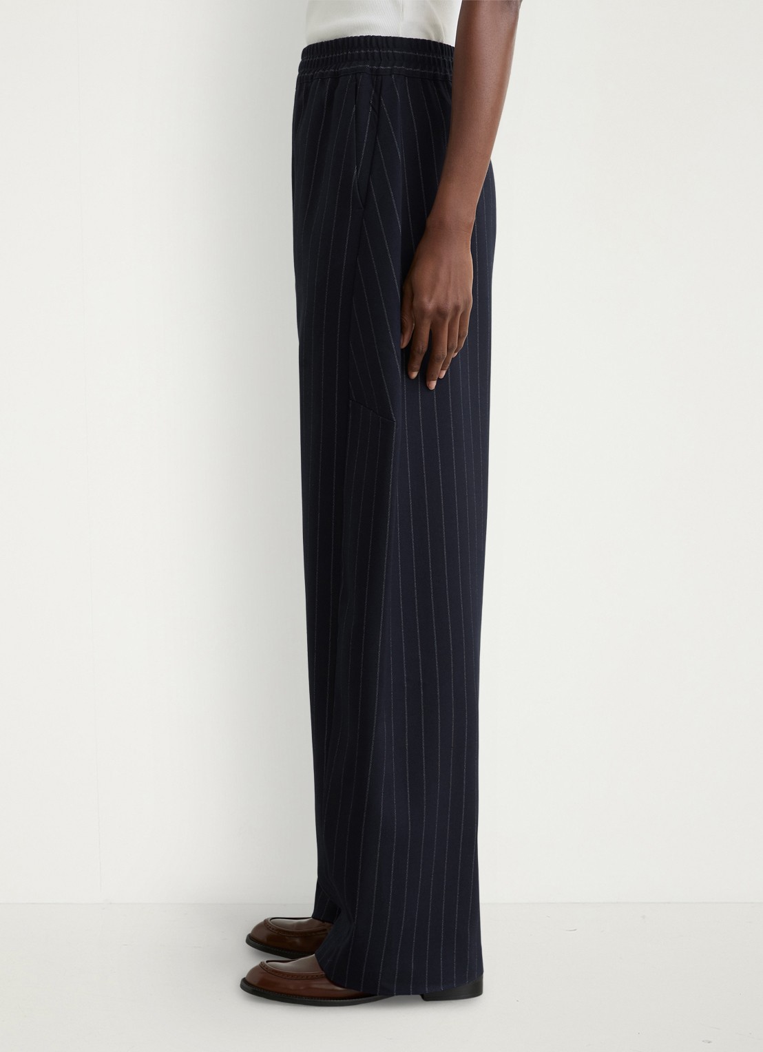 Reiss Petite Elle high waist balloon fit pantalon met streepprint - detail 5 donkerblauw