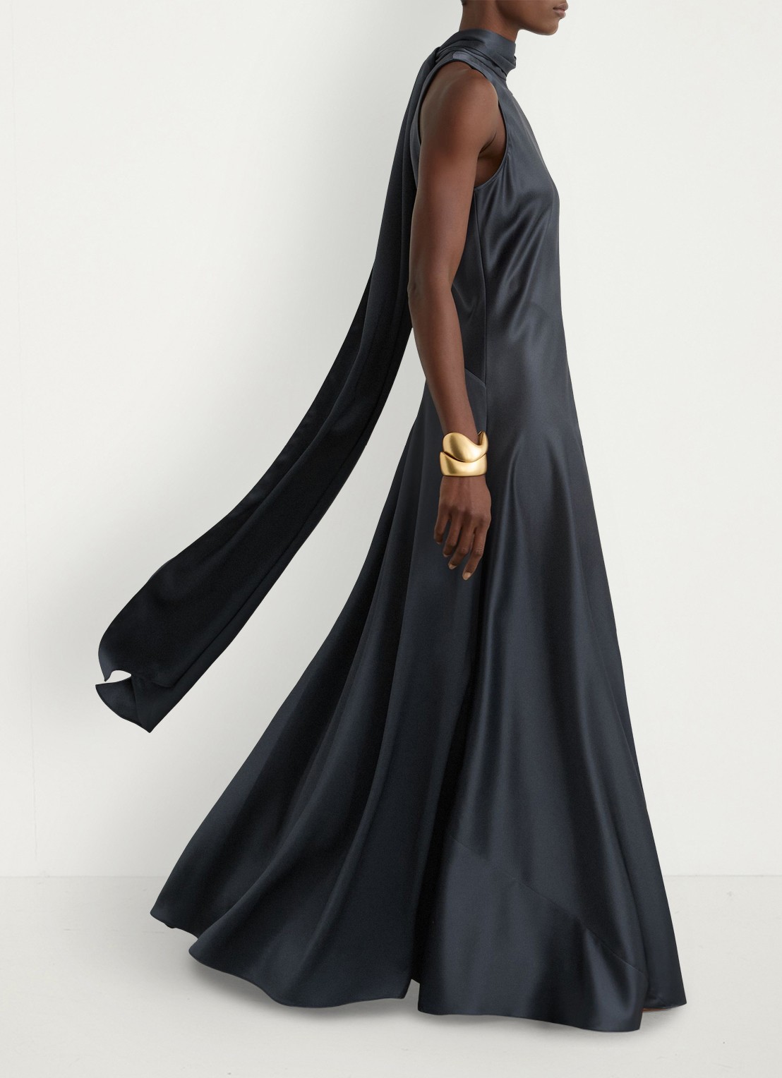 Reiss Petite Fae maxi jurk met sjaalkraag - detail 2 grijs