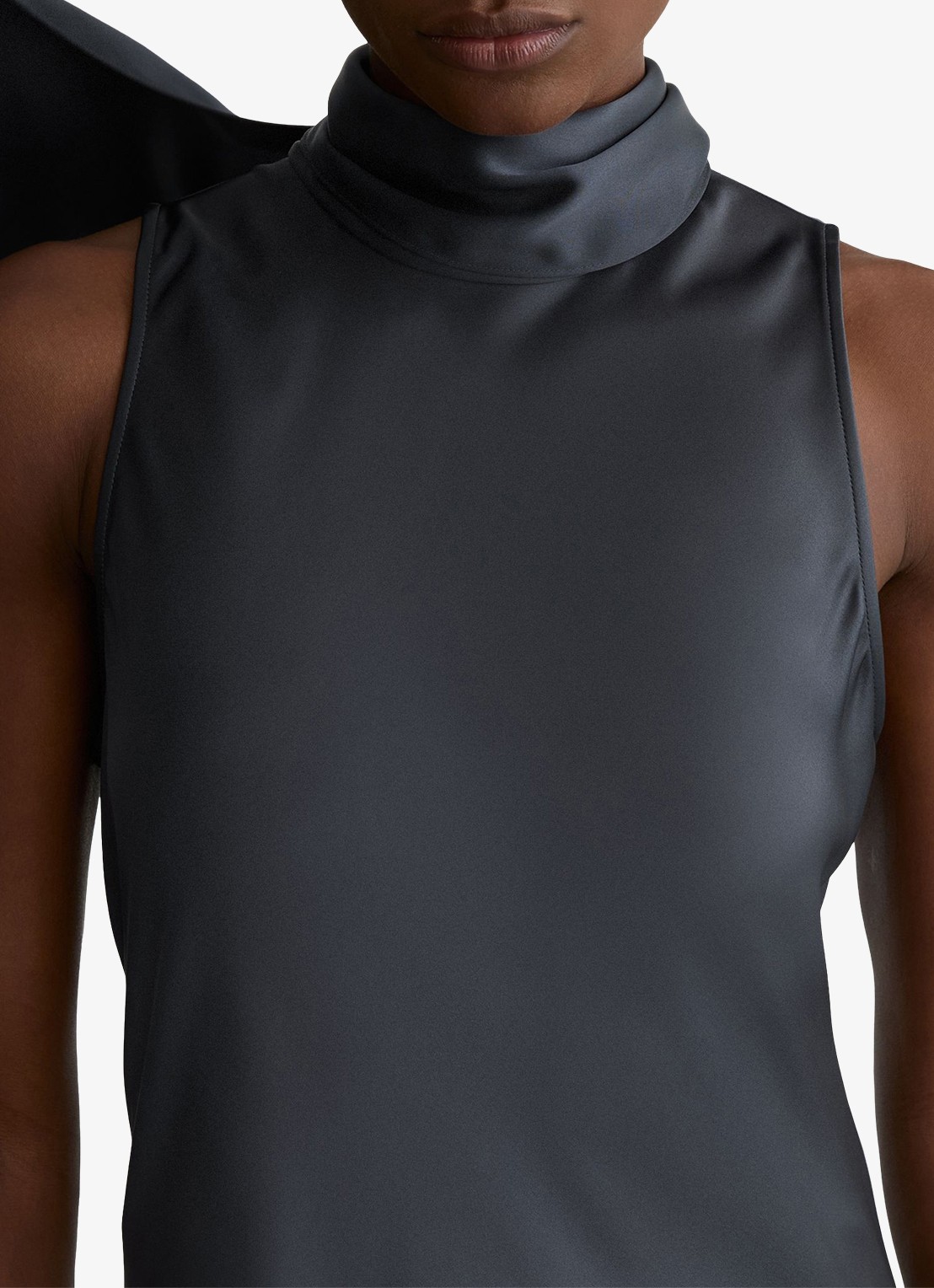 Reiss Petite Fae maxi jurk met sjaalkraag - detail 3 grijs