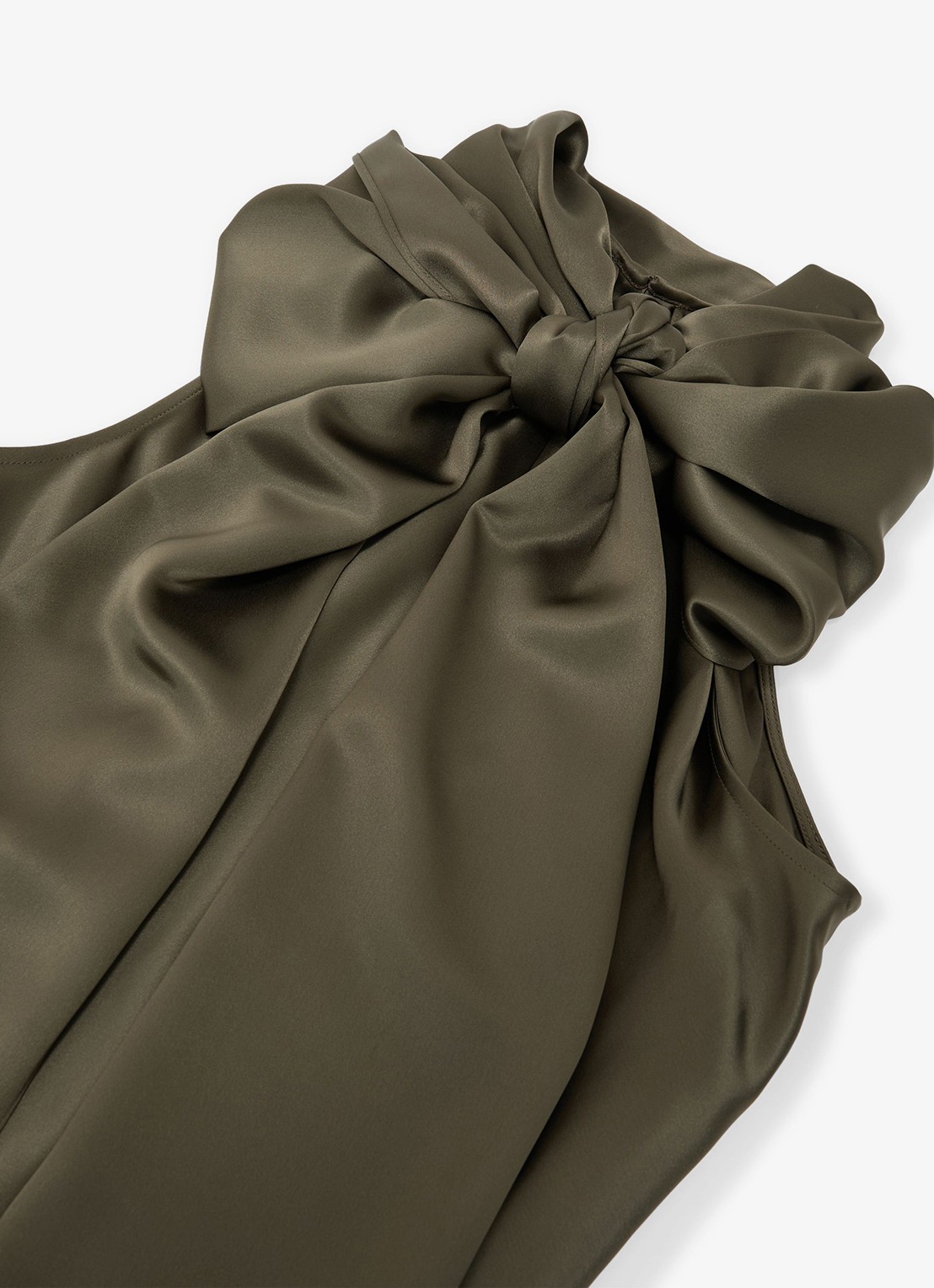 Reiss Petite Fae maxi jurk met sjaalkraag - detail 5 khaki