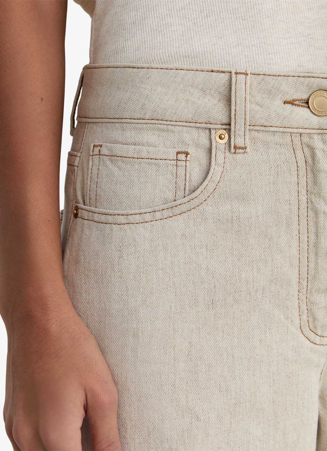 Reiss Petite Febe high waist loose fit jeans met steekzakken - detail 6 beige