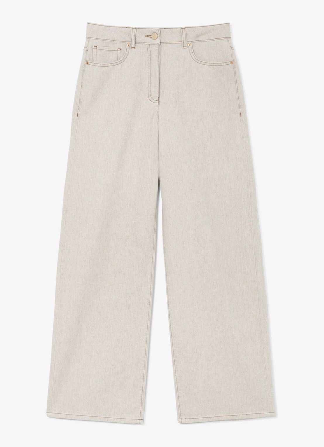Reiss Petite Febe high waist loose fit jeans met steekzakken - voorkant beige