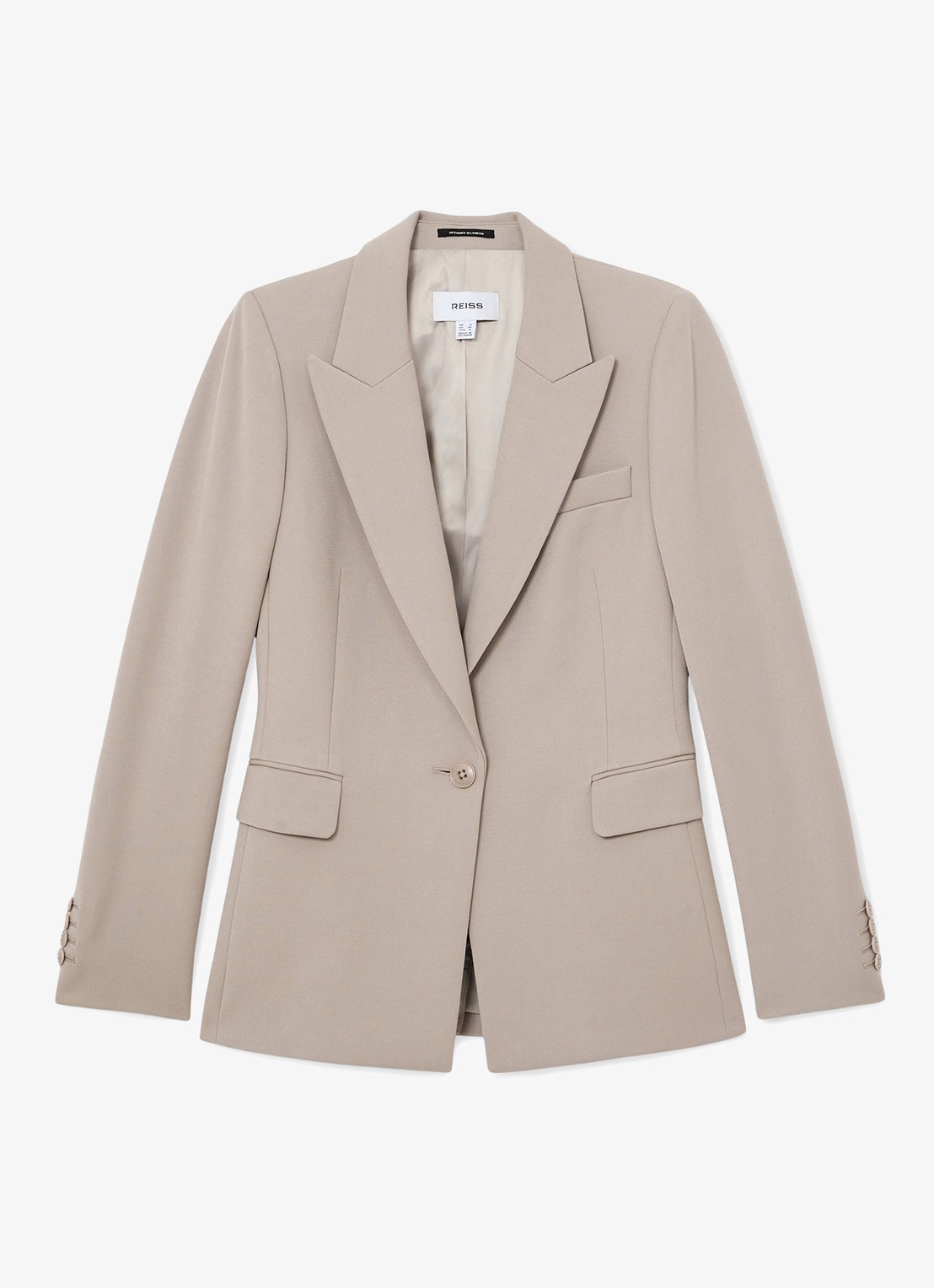 Reiss Petite Gabi blazer met klepzakken - voorkant 5 donkerbeige