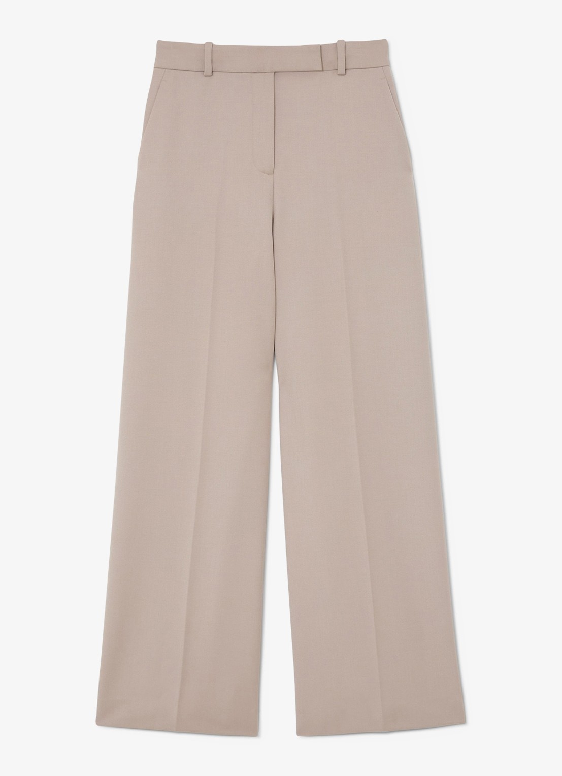 Reiss Petite Gabi high waist wide fit pantalon met steekzakken - voorkant 2 beige