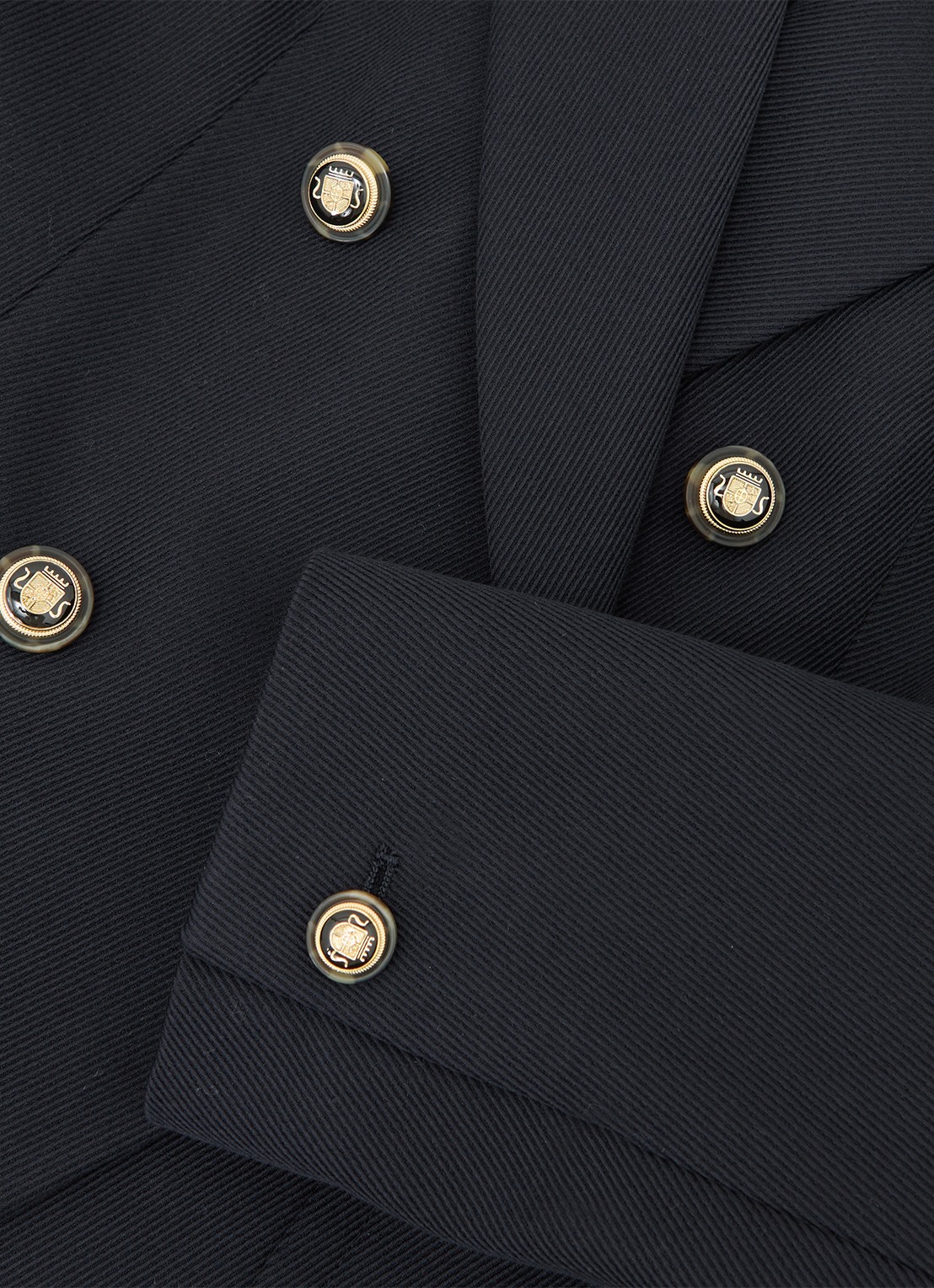 Reiss Petite Gigi Double-breasted blazer in wolblend - detail 3 donkerblauw