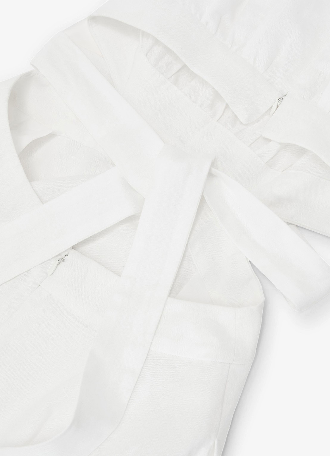Reiss Petite Hazel midi jurk in linnenblend met cut-out detail - detail 4 wit