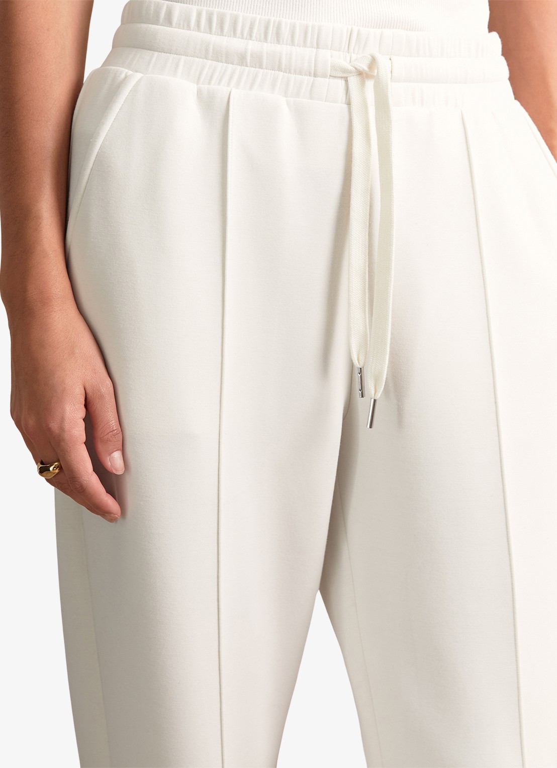 Reiss Petite high waist straight fit joggingbroek met steekzakken - detail 6 wit