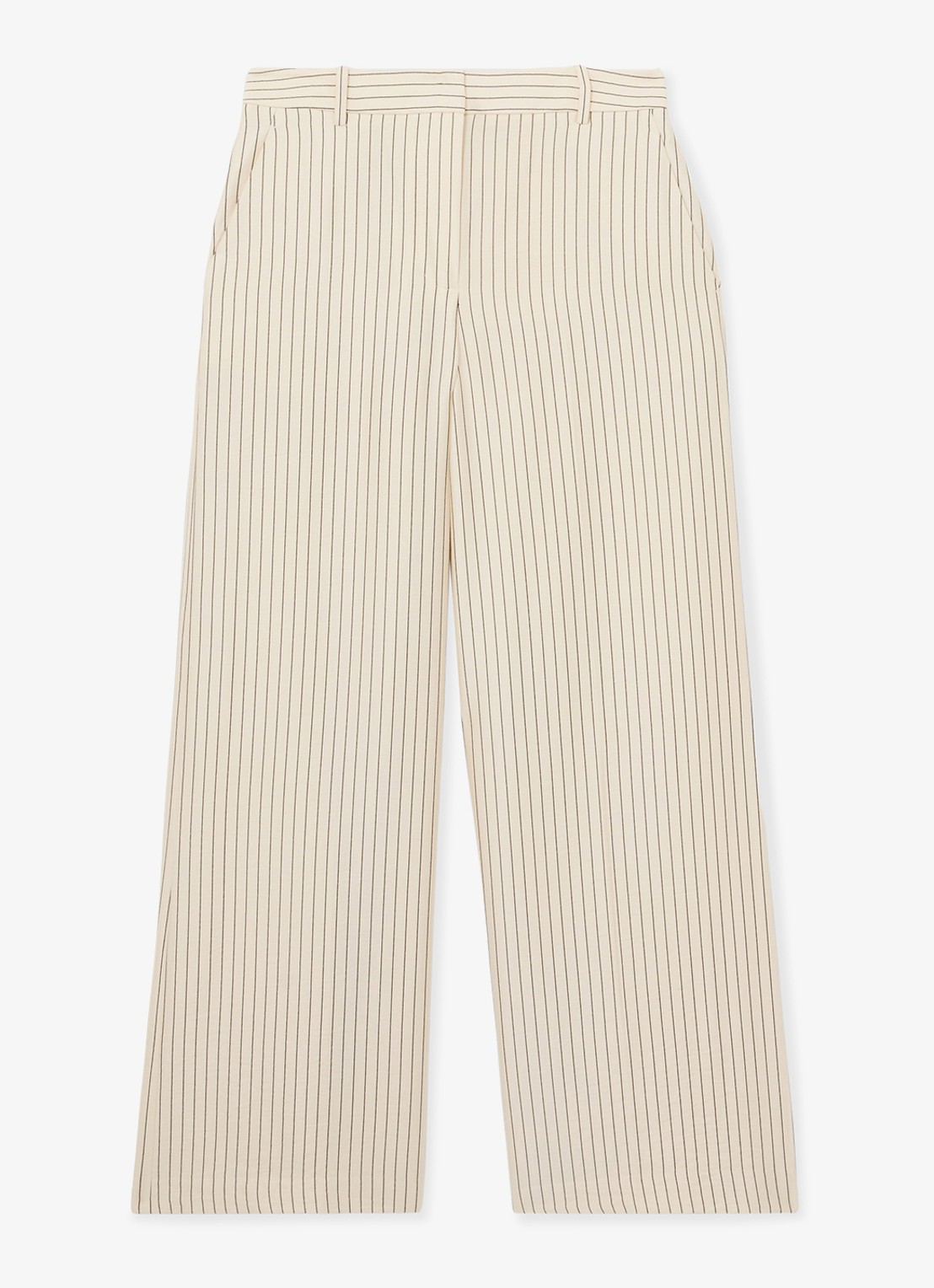 Reiss Petite high waist wide fit pantalon met streepprint - voorkant 5 creme