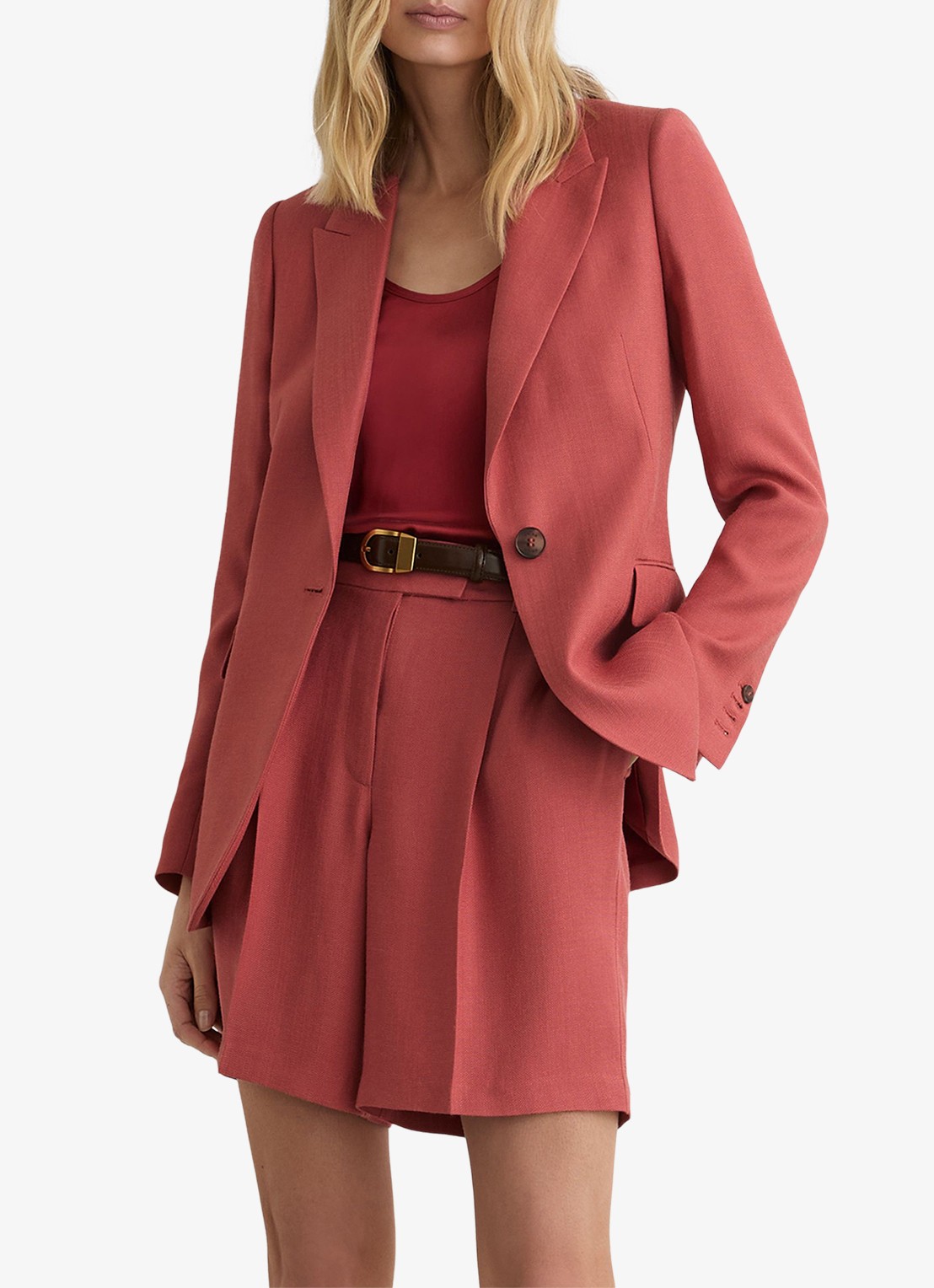 Reiss Petite Jules blazer met klepzakken - detail 2 donkerrood