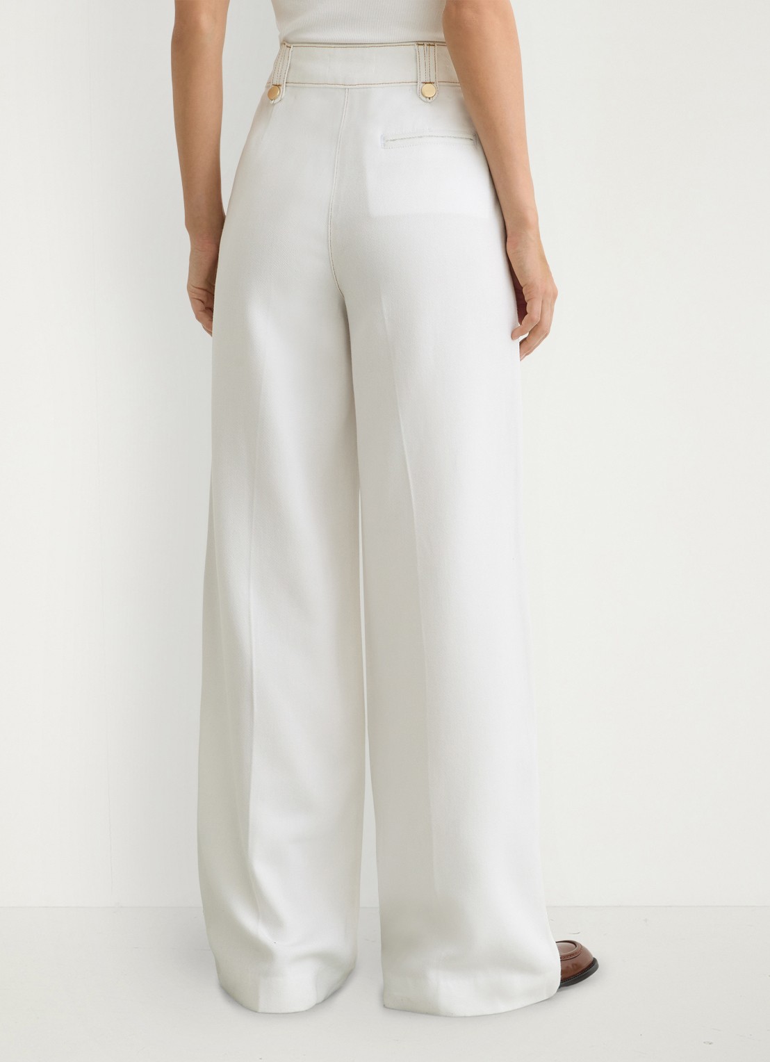 Reiss Petite Kaia high waist wide fit pantalon van lyocell - achterkant wit