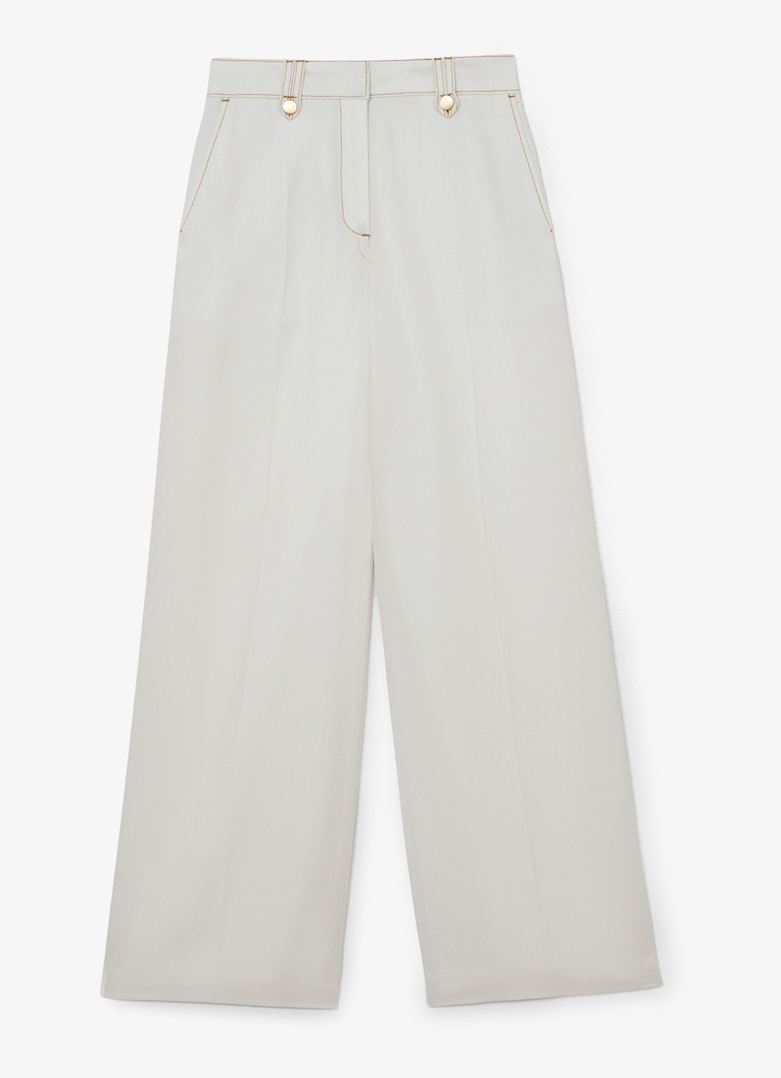 Reiss Petite Kaia high waist wide fit pantalon van lyocell - voorkant 2 wit
