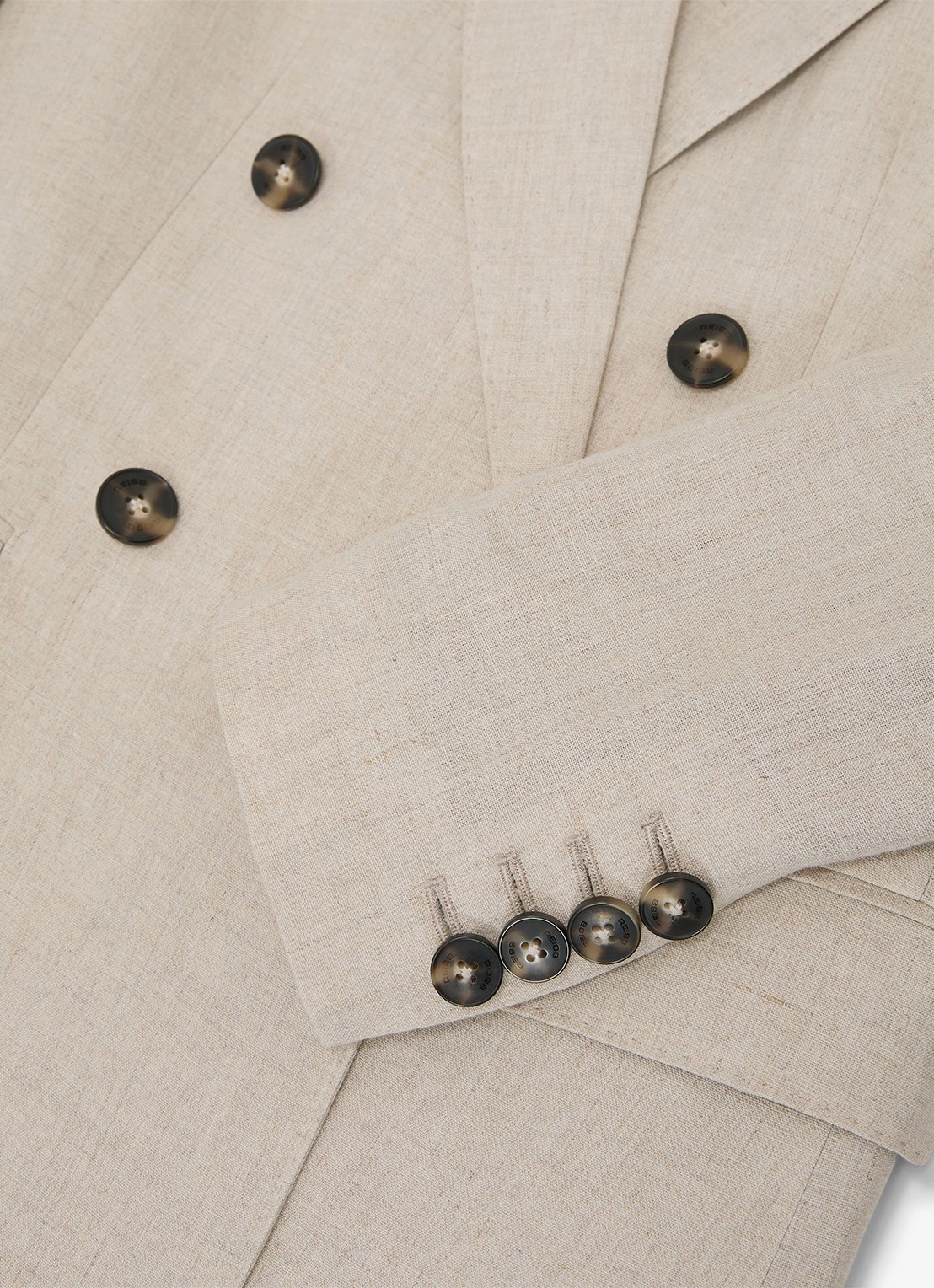 Reiss Petite kit Double-breasted blazer van linnen - detail 5 creme