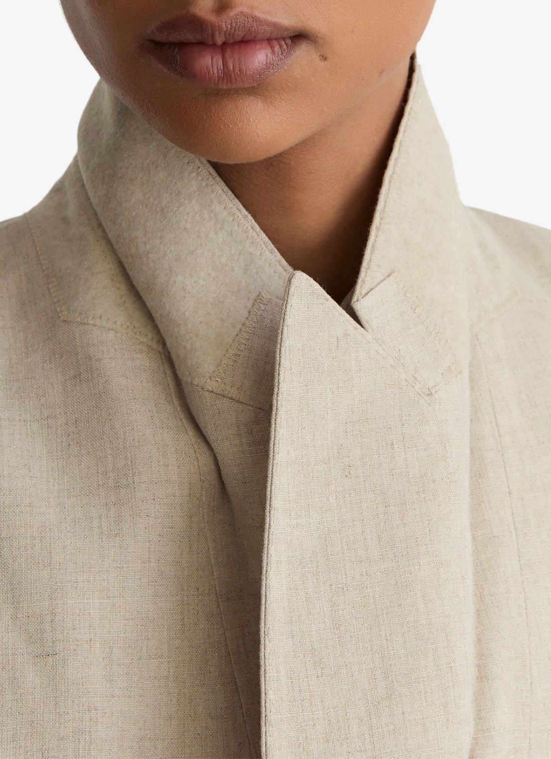 Reiss Petite kit Double-breasted blazer van linnen - detail 7 creme
