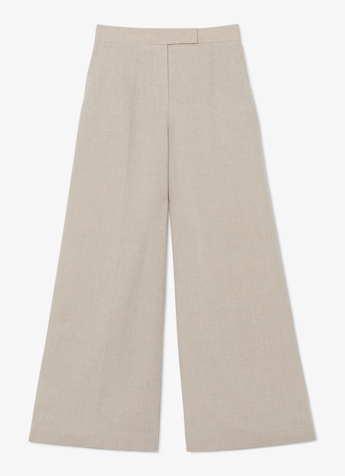 Reiss Petite kit high waist wide fit pantalon van linnen - voorkant 2 beige