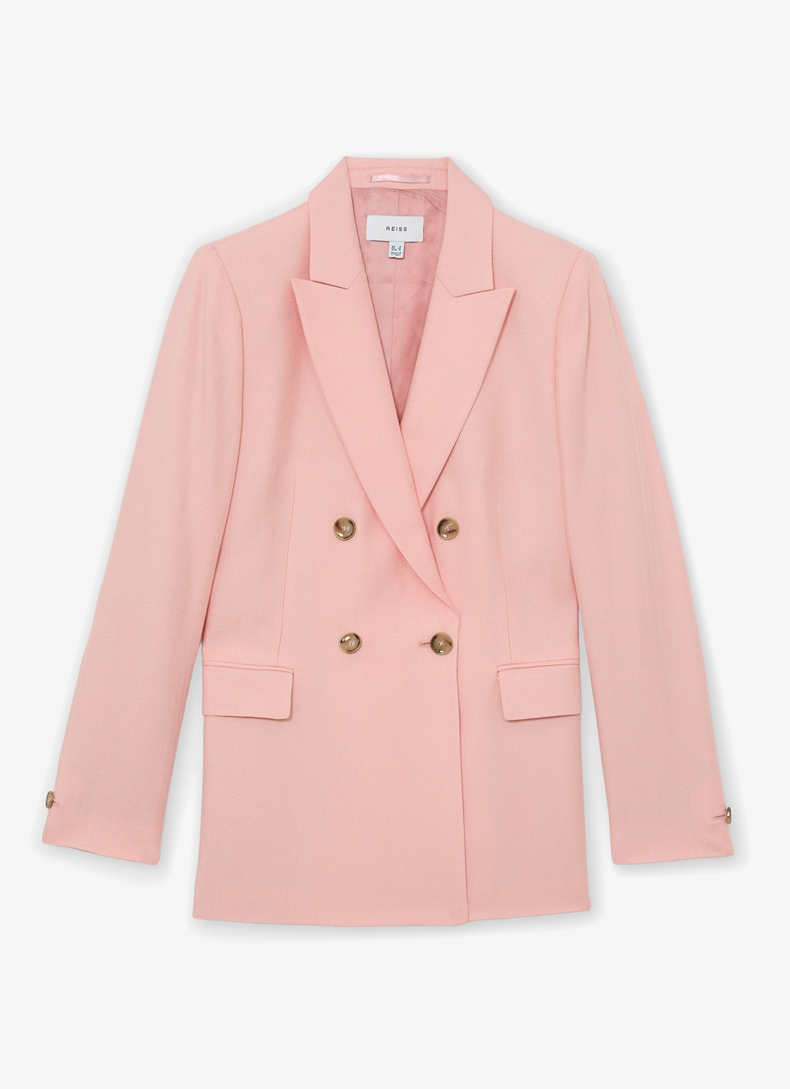 Reiss Petite Magda Double-breasted blazer met klepzakken - voorkant 5 oudroze