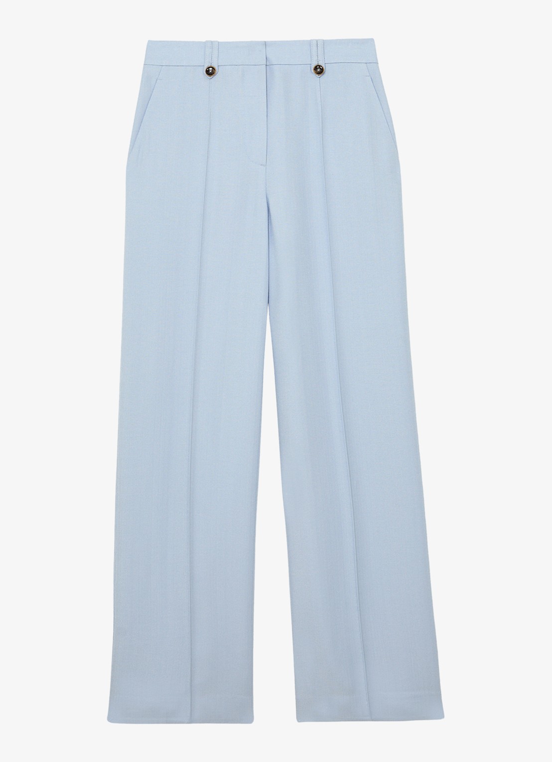Reiss Petite Magda high waist wide fit pantalon met steekzakken - voorkant lichtblauw