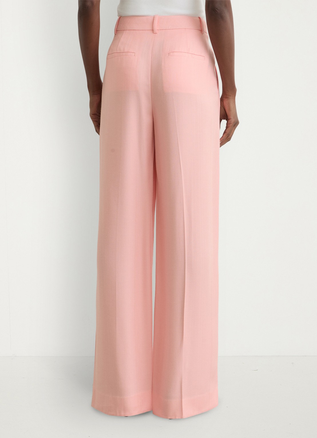 Reiss Petite Magda high waist wide fit pantalon met steekzakken - achterkant 3 oudroze
