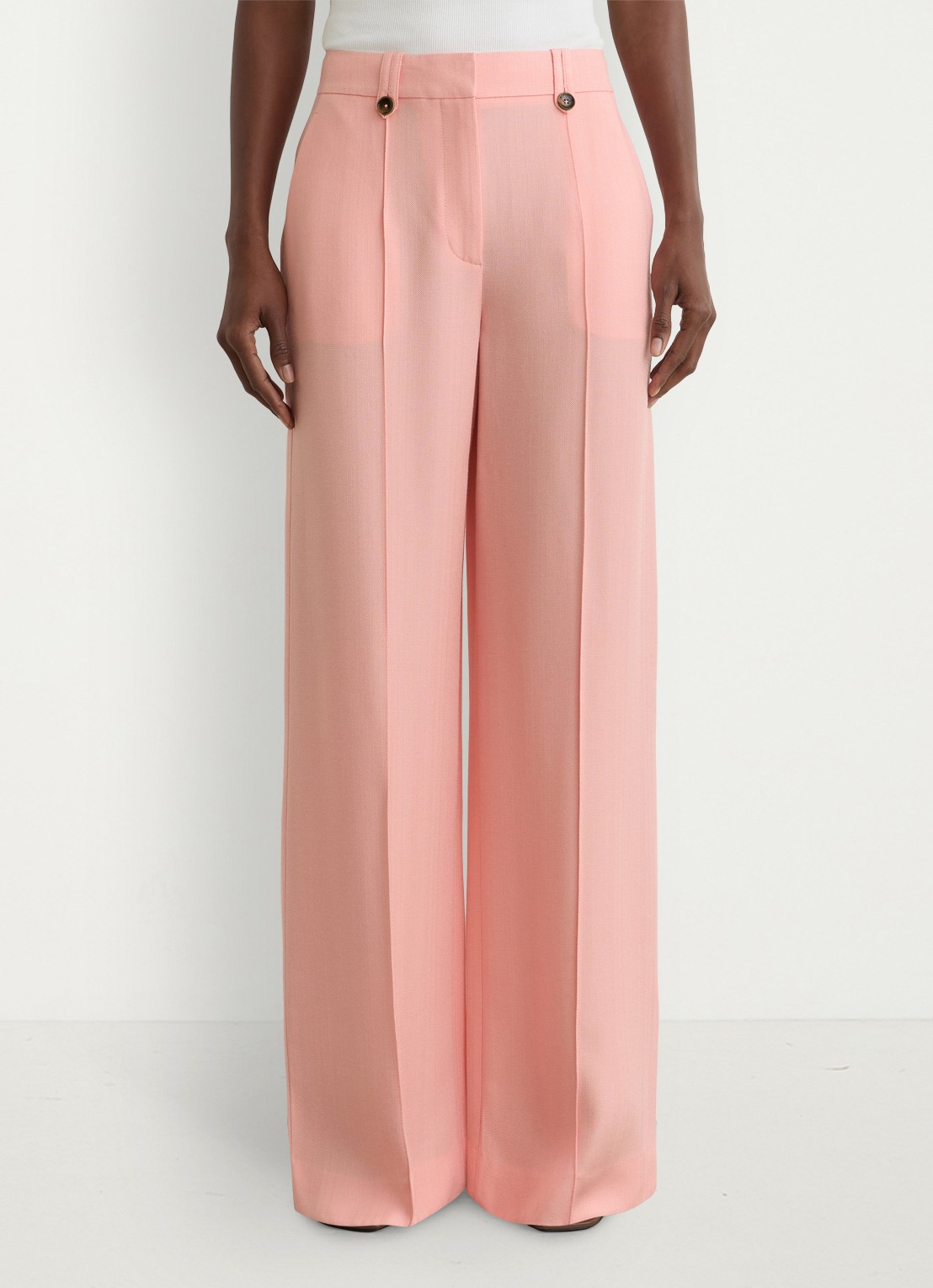 Reiss Petite Magda high waist wide fit pantalon met steekzakken - detail 4 oudroze