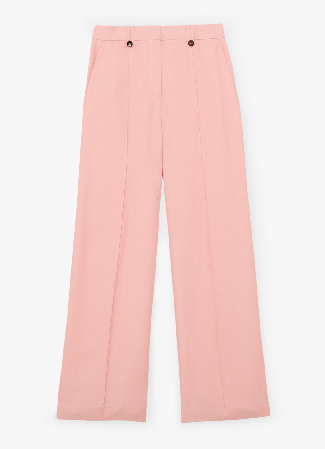 Reiss Petite Magda high waist wide fit pantalon met steekzakken - voorkant oudroze