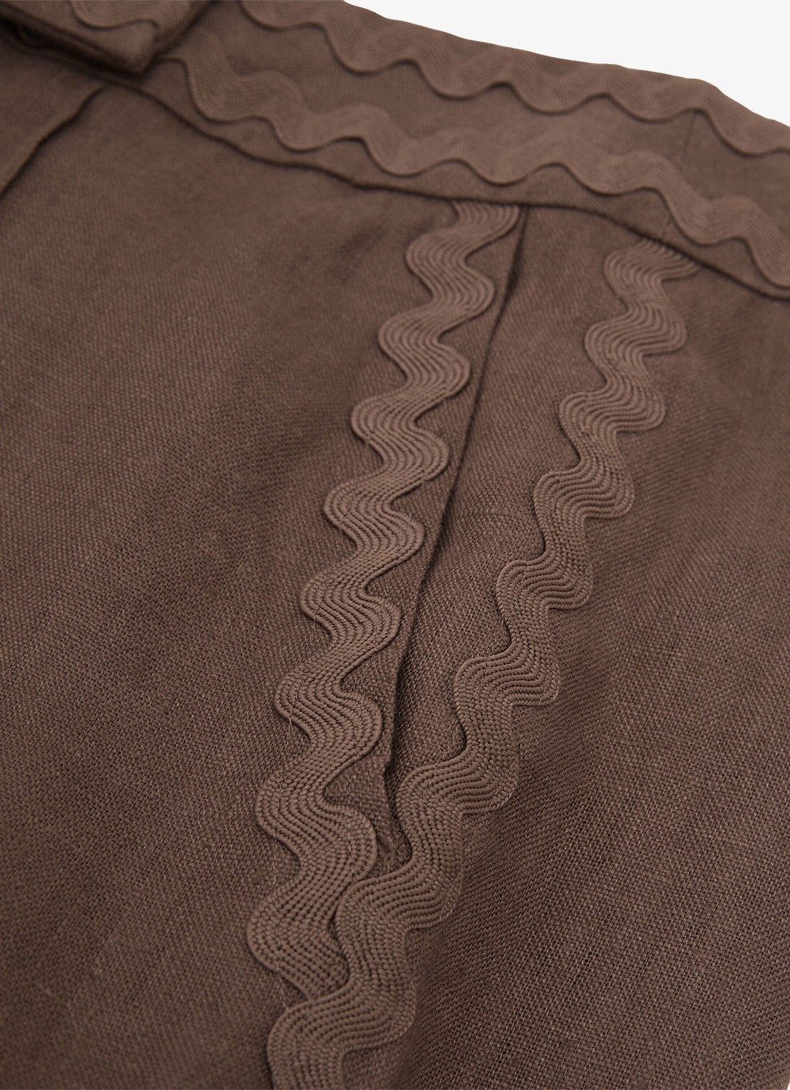 Reiss Petite mid waist tapered fit pantalon van linnen - detail 5 bruin