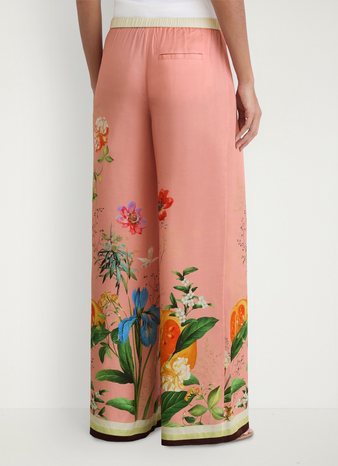 Reiss Petite Milos mid waist wide fit pantalon met print - achterkant oudroze