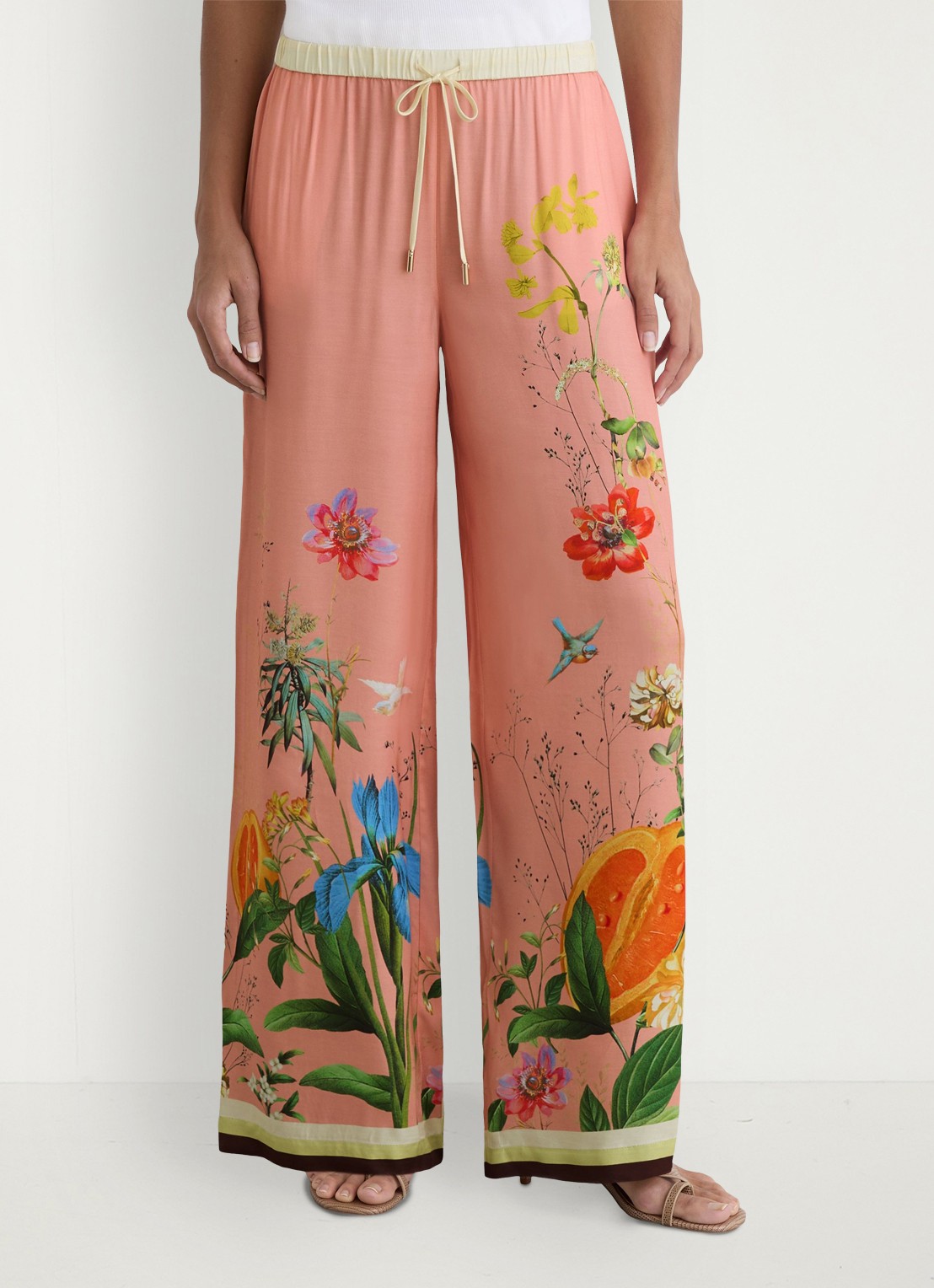 Reiss Petite Milos mid waist wide fit pantalon met print - detail 2 oudroze