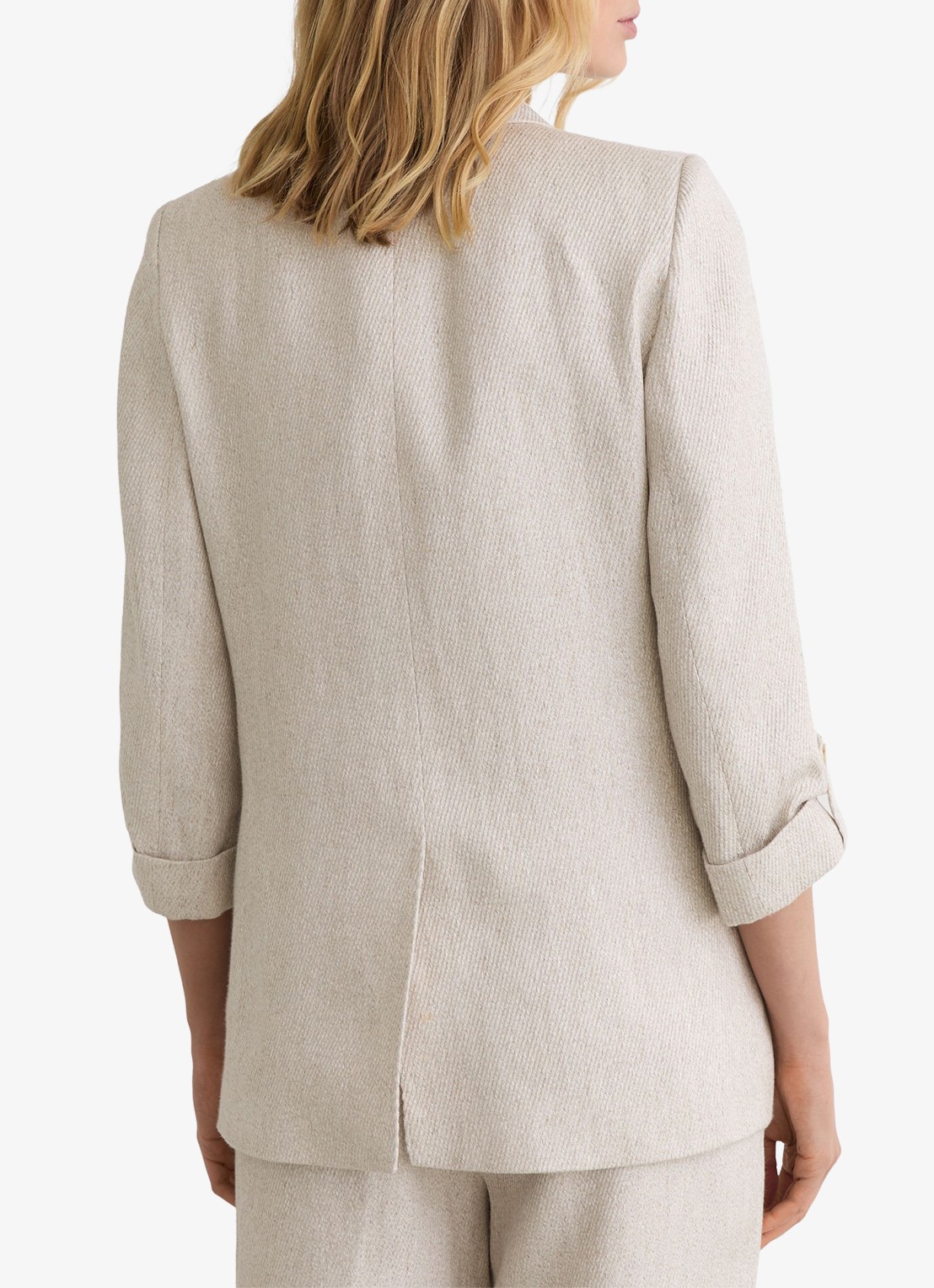 Reiss Petite Nolah double breasted blazer in linnenblend - achterkant 8 naturel