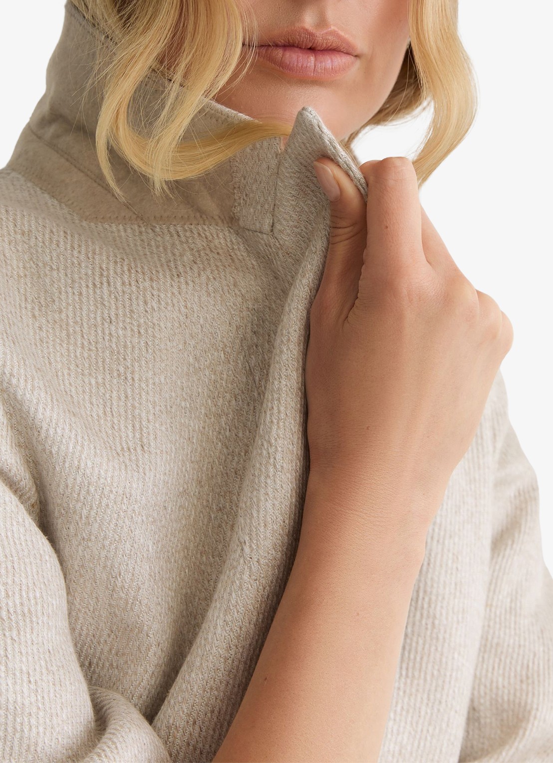 Reiss Petite Nolah double breasted blazer in linnenblend - detail 3 naturel