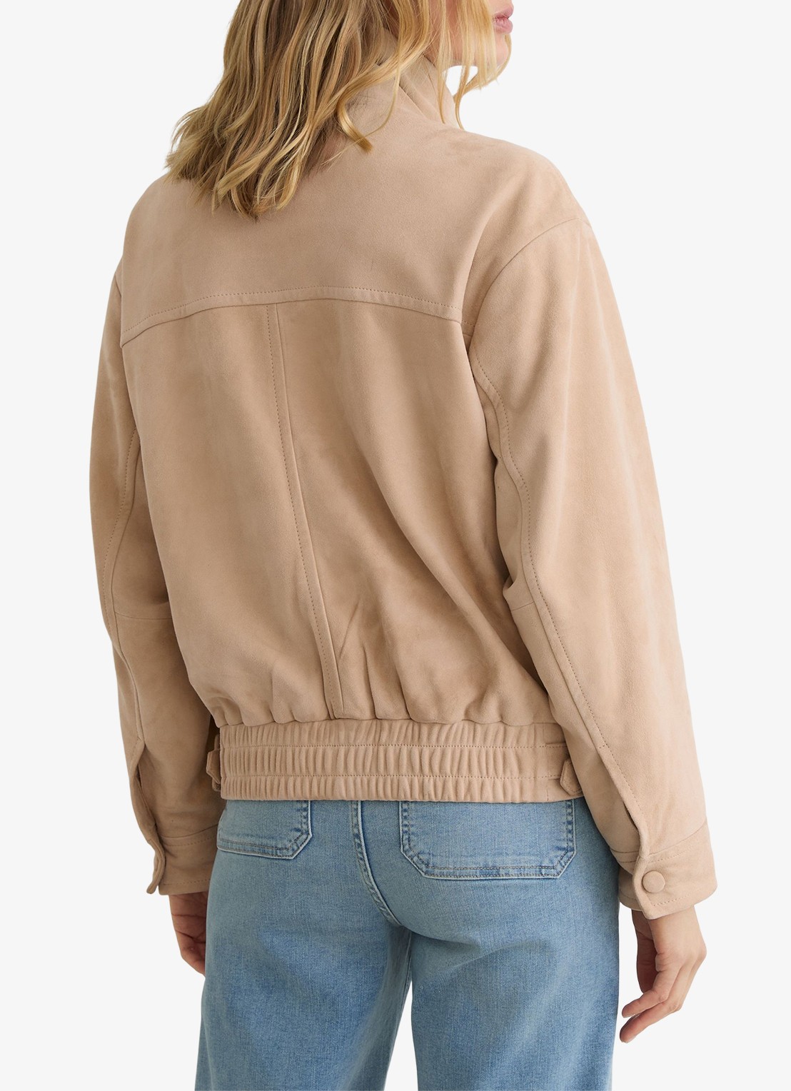 Reiss Petite Petra jack van suède - achterkant beige