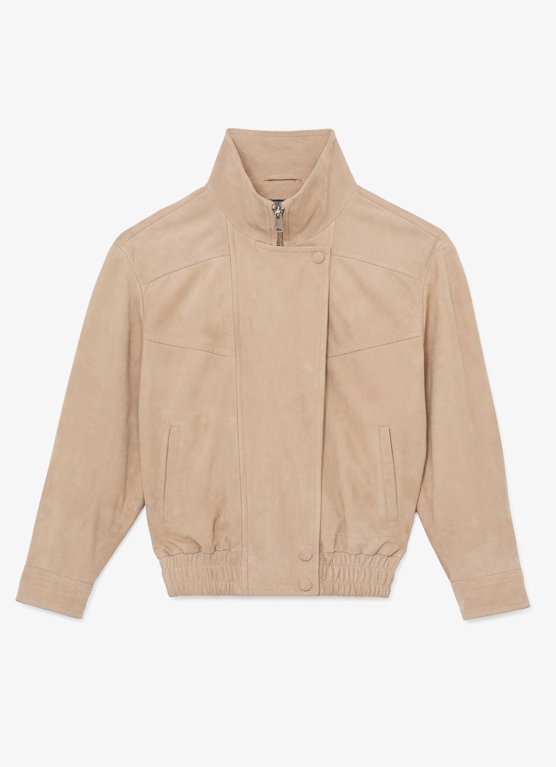 Reiss Petite Petra jack van suède - voorkant 2 beige
